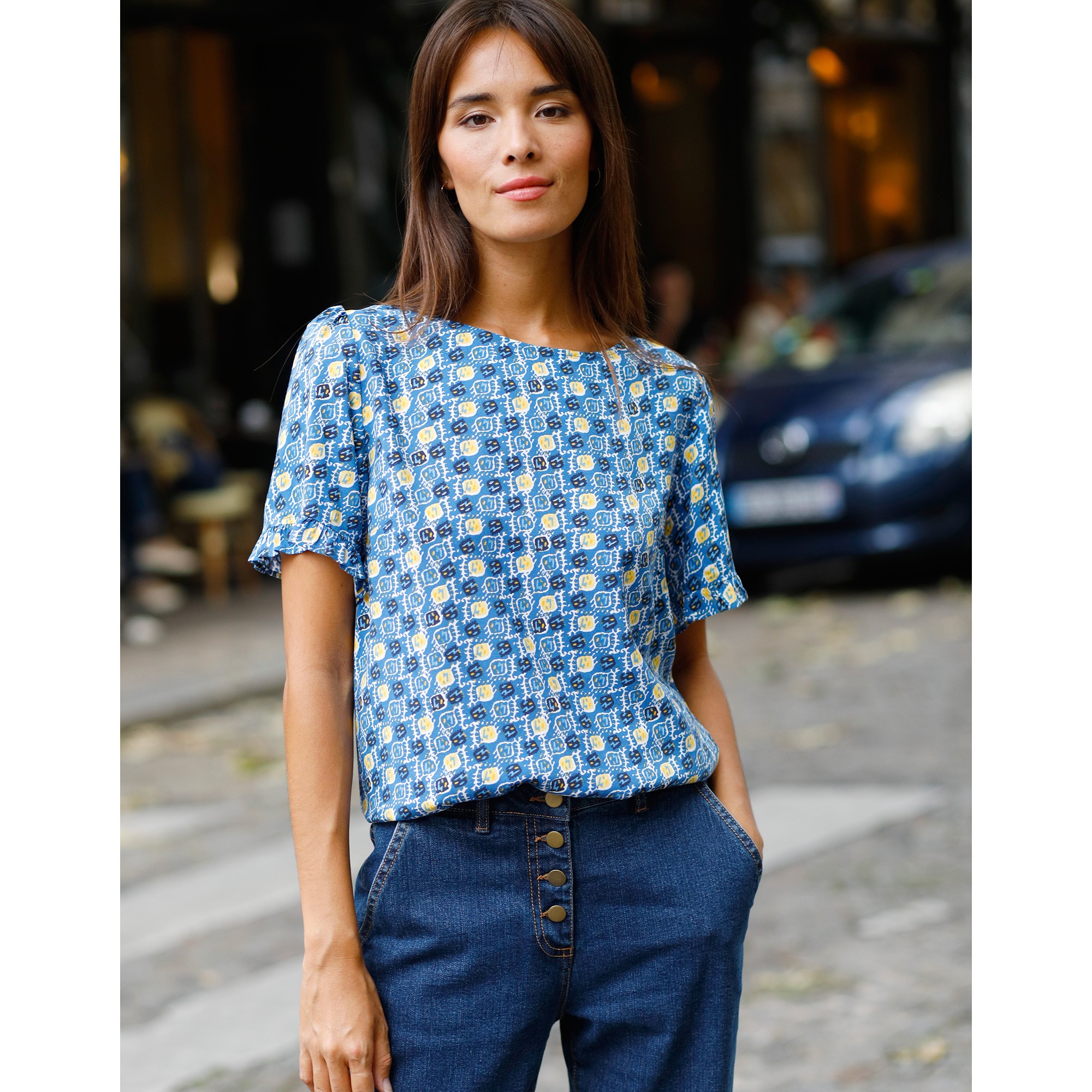 Blouse Imprimée Manches Volantées - Blancheporte