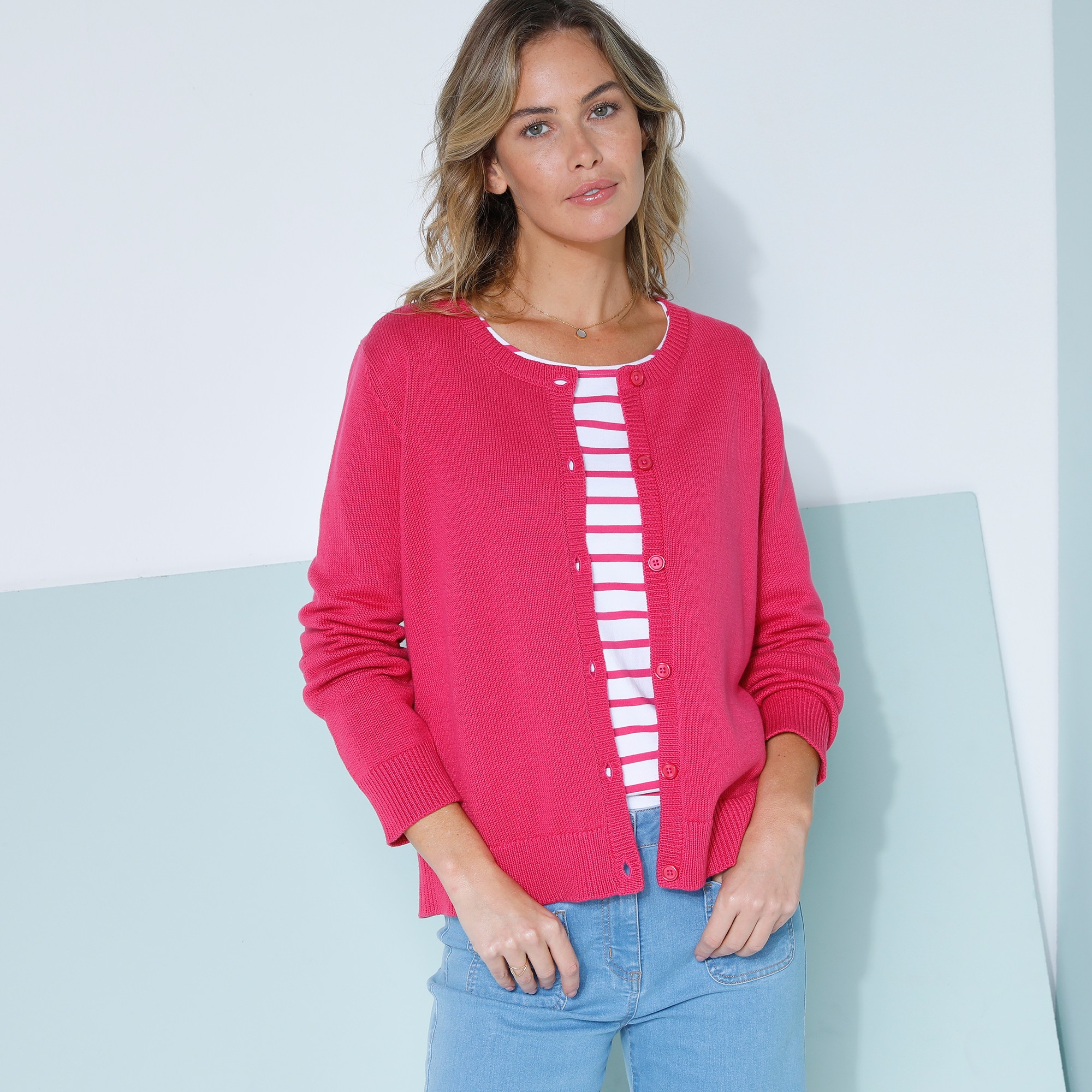 Cardigan Boutonné, Coton Mélangé - Blancheporte