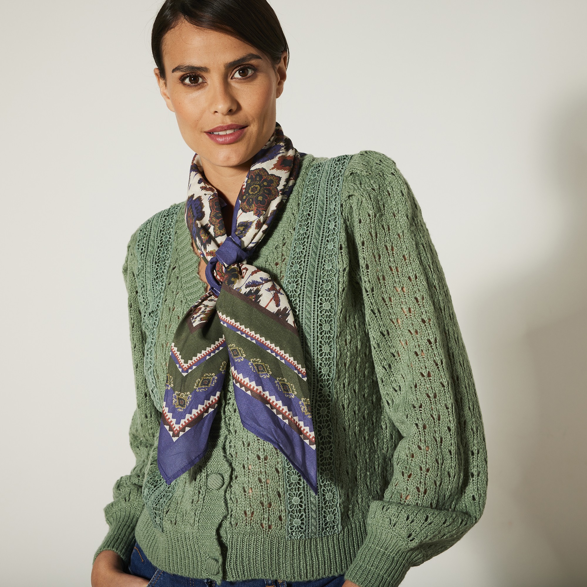 Foulard Confectionné En France Imprime? 100 X 100 Cm - Coton - Blancheporte