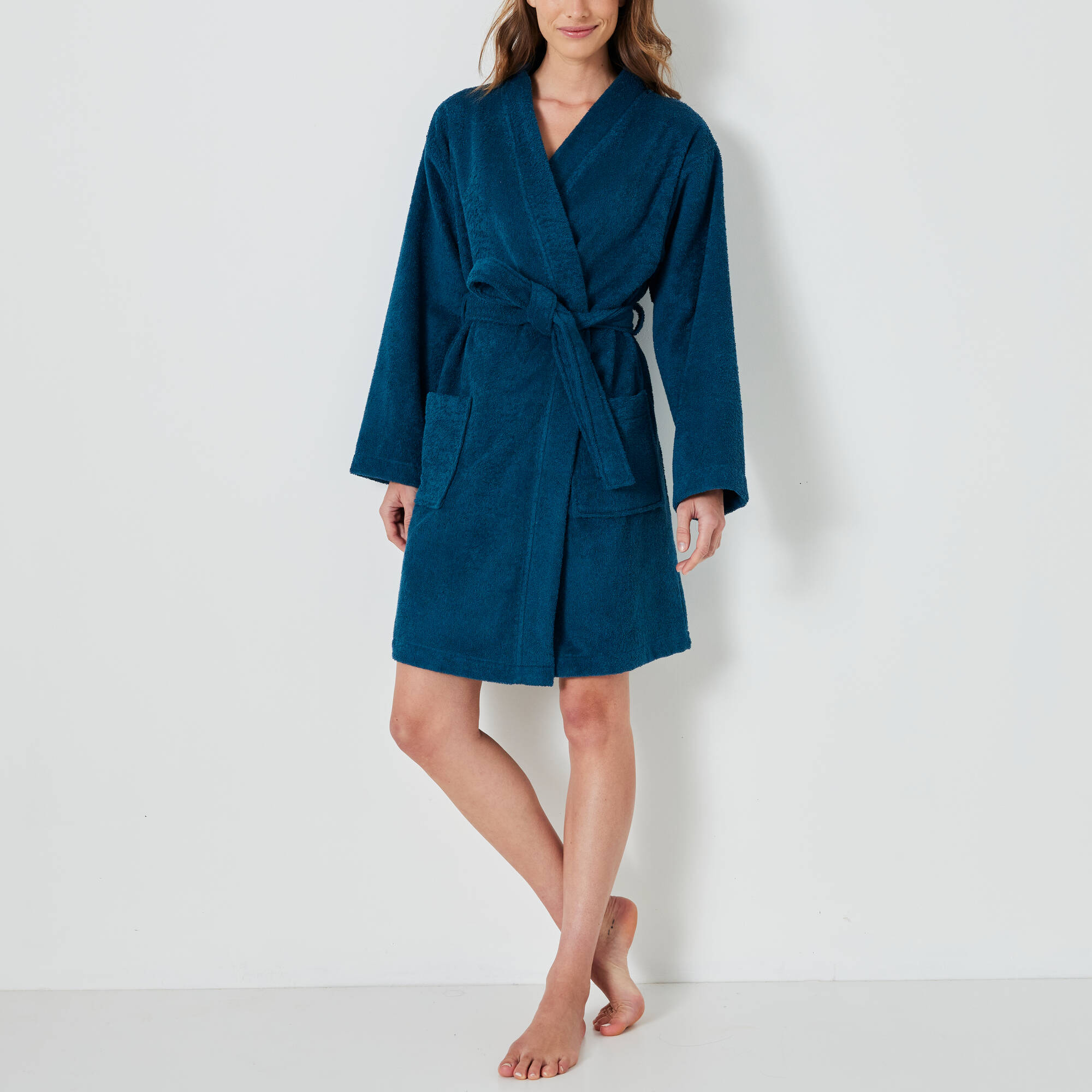 Peignoir court adulte col kimono  - éponge bouclette 380 g/m² - Blancheporte