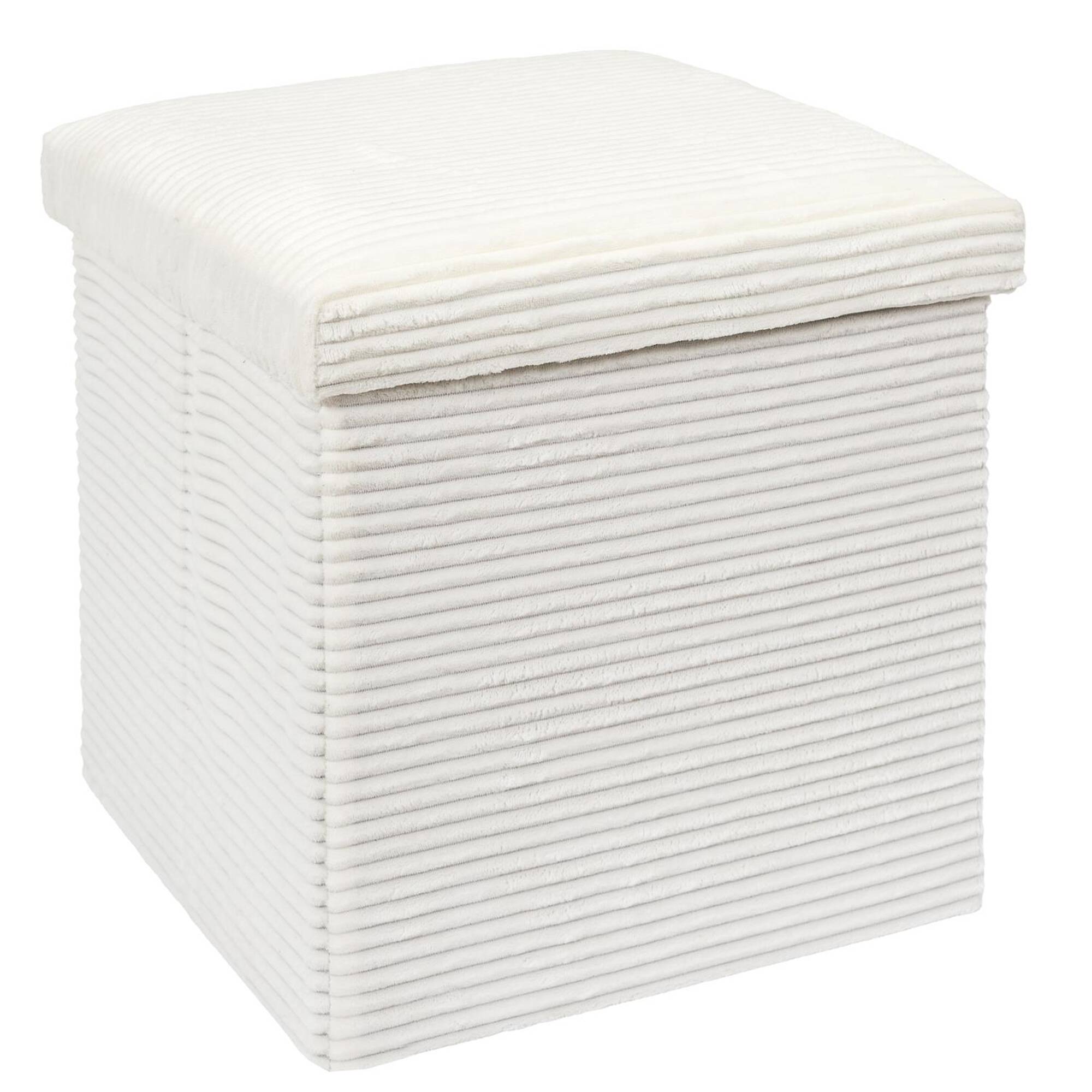 Coffre-pouf pliable, revêtement tissu côtelé - Blancheporte