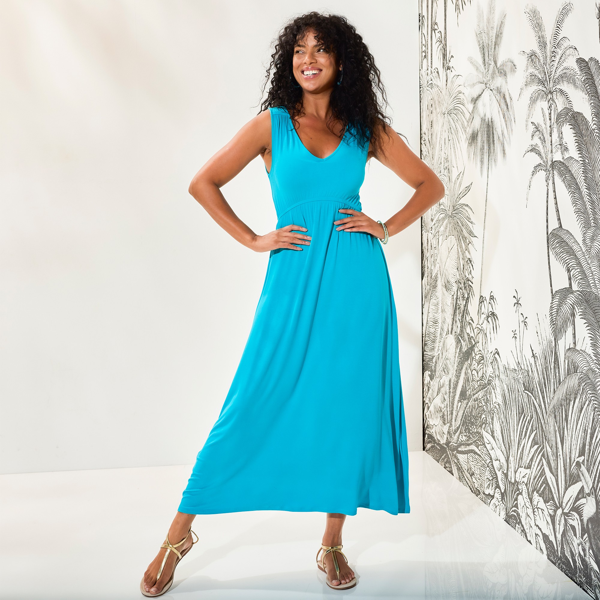 Robe Longue Fluide Unie, Sans Manches - Blancheporte