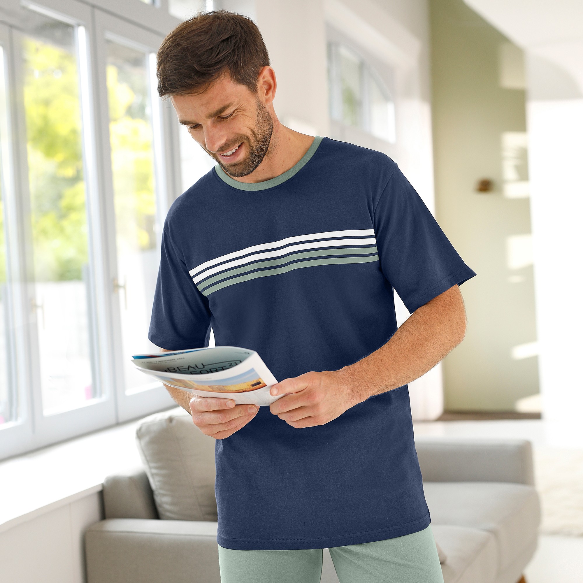 Tee-shirt Pyjama Rayé Manches Courtes - Blancheporte