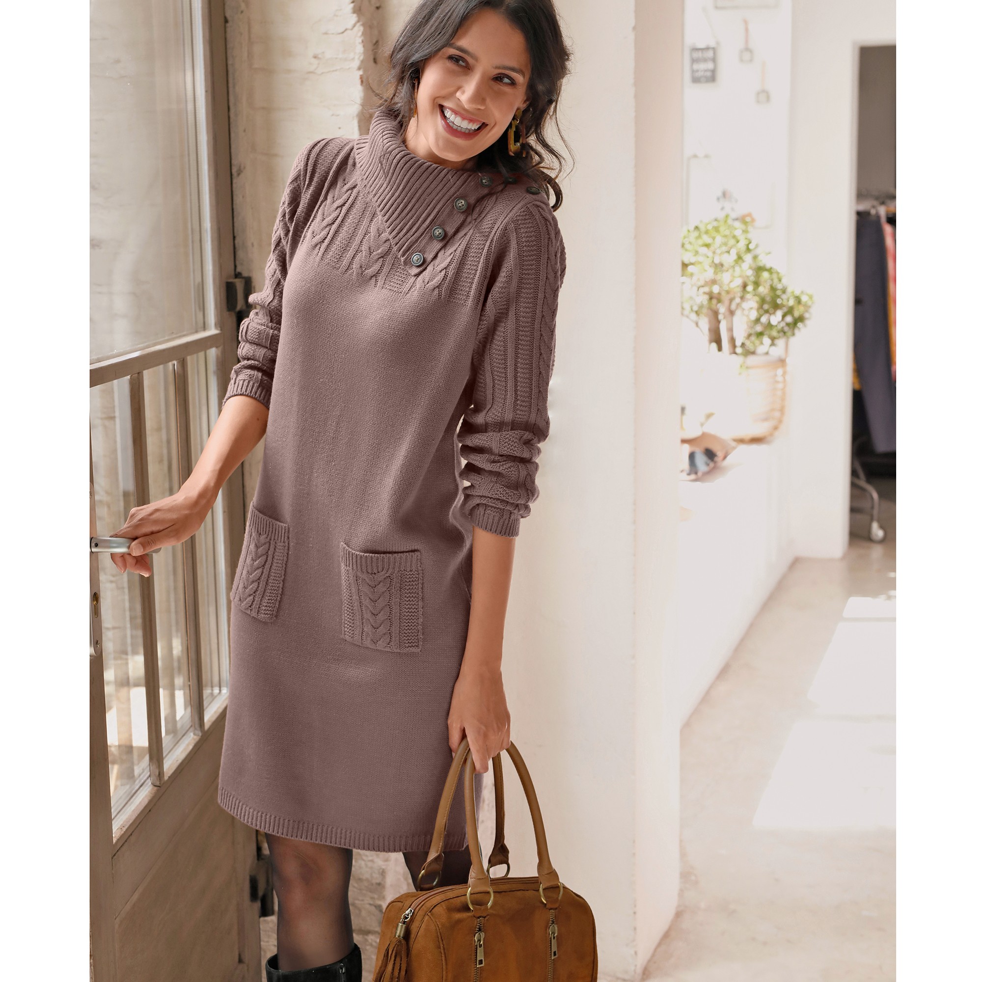 Robe Pull Maille Torsadée - Blancheporte