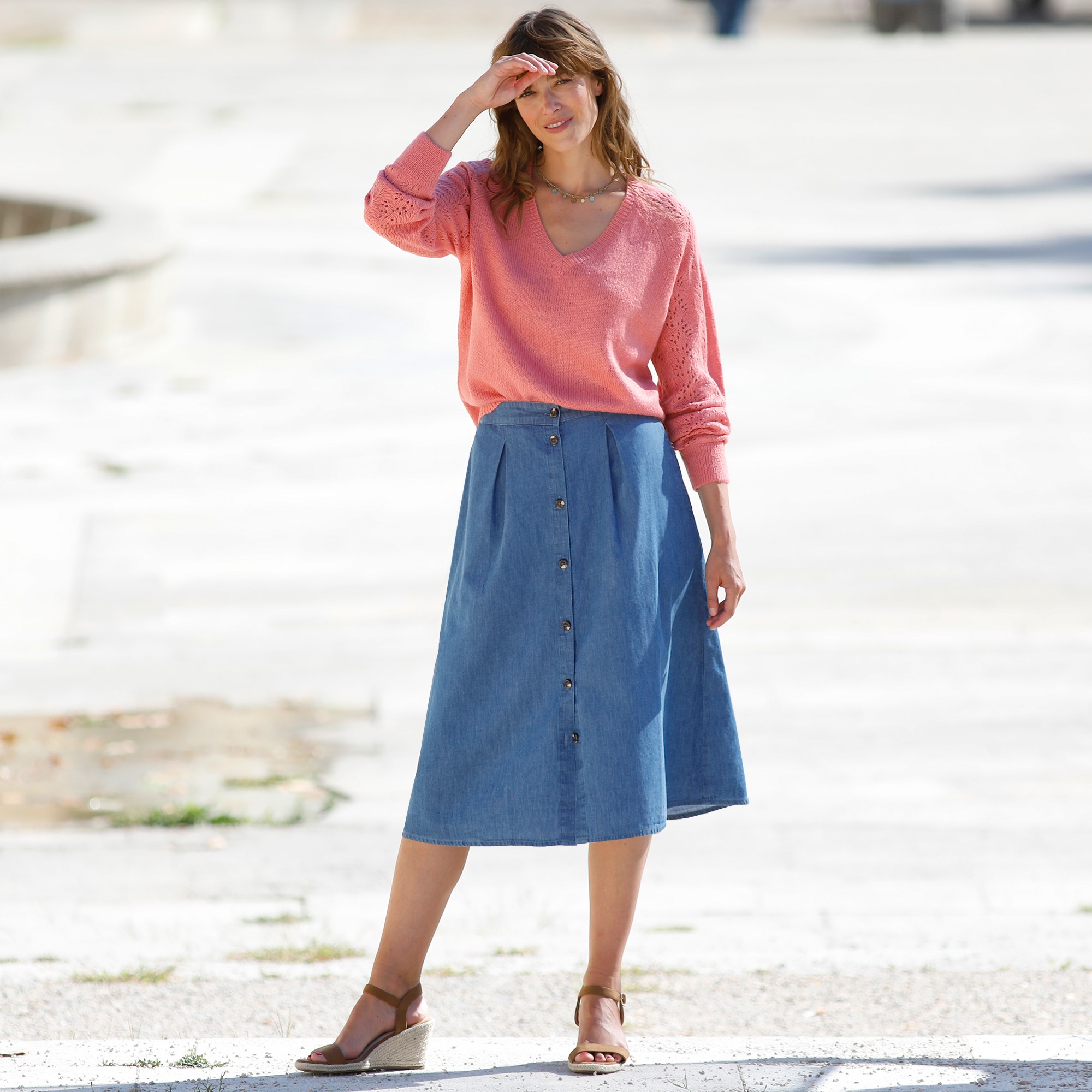 Jupe jean blanche porte shop