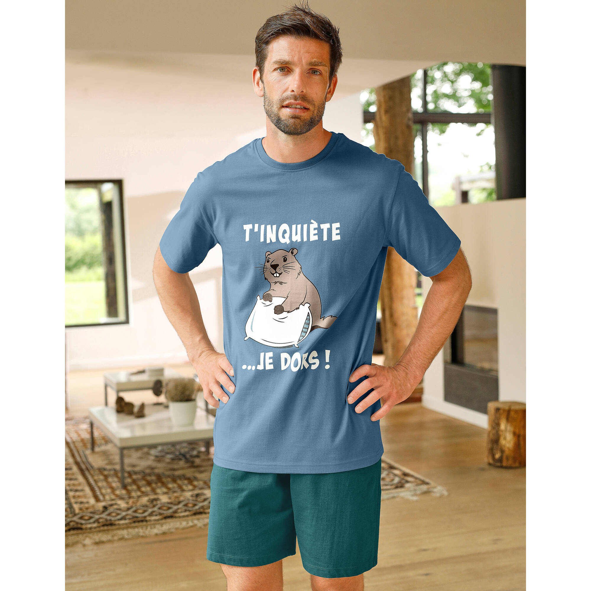 Blanche porte pyjama court homme shop