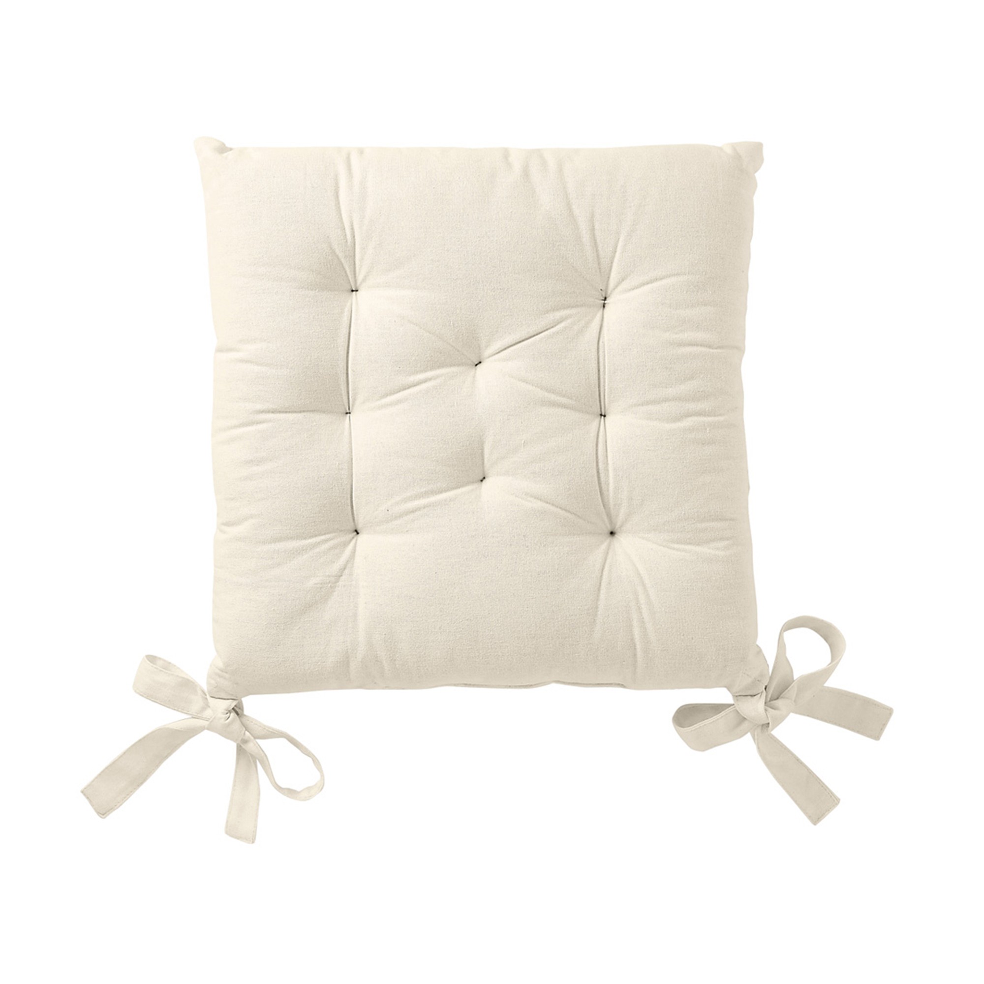 Galette de chaise carrée unie coton bachette - Lot De 2 Galettes De Chaise : 40x40cm - Écru - Colomb