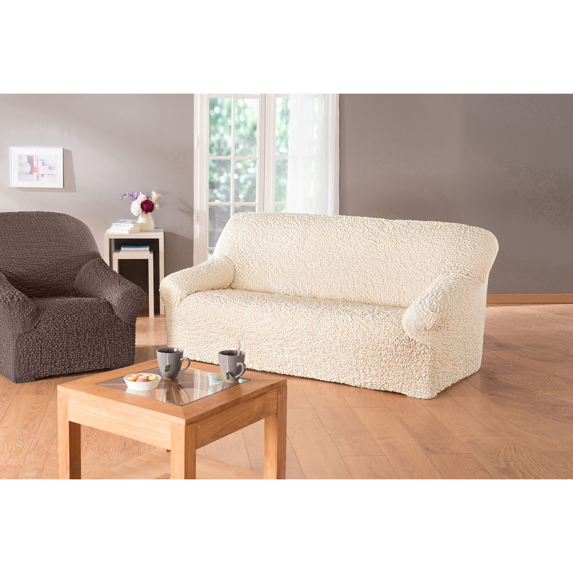 Housse Gaufrée Bi-extensible Canapé Fauteuil Accoudoirs - Blancheporte