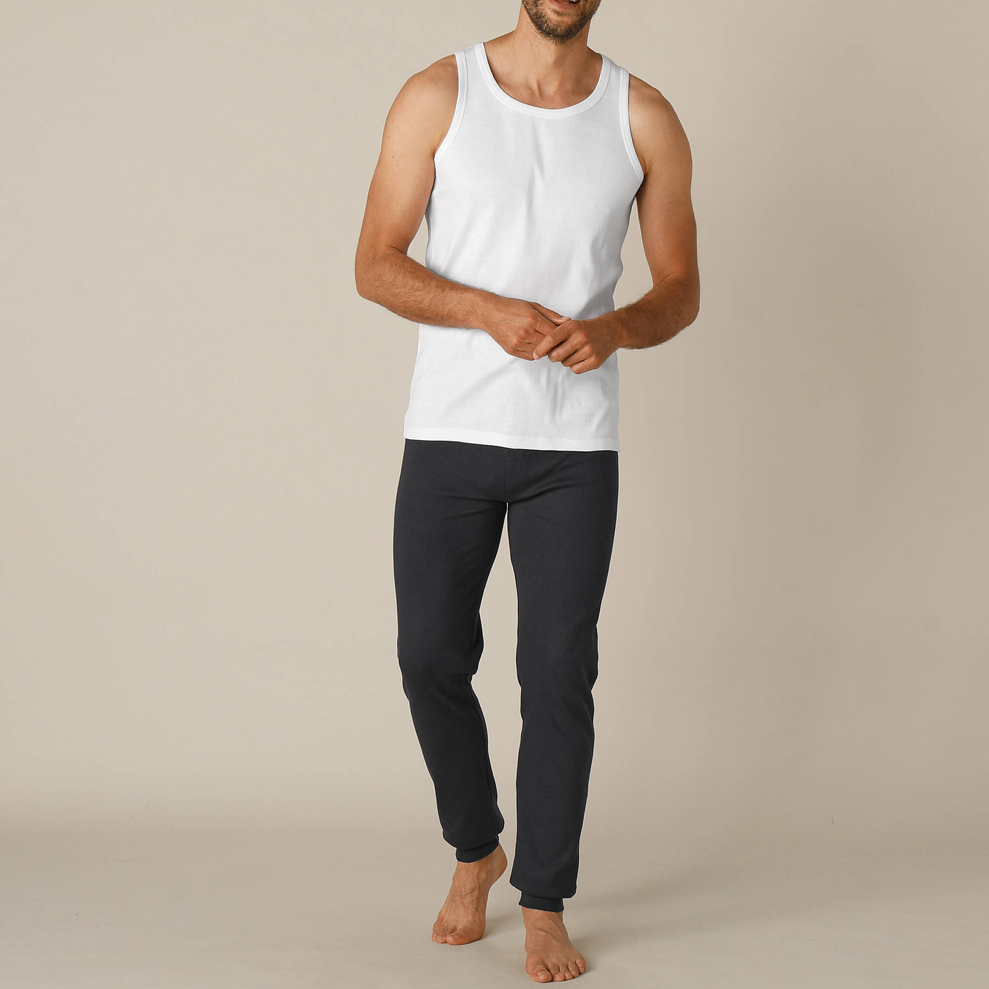 Débardeur Homme Tank Blanc Cassé – 100% Coton – Taille L – Neuf Avec étiquette