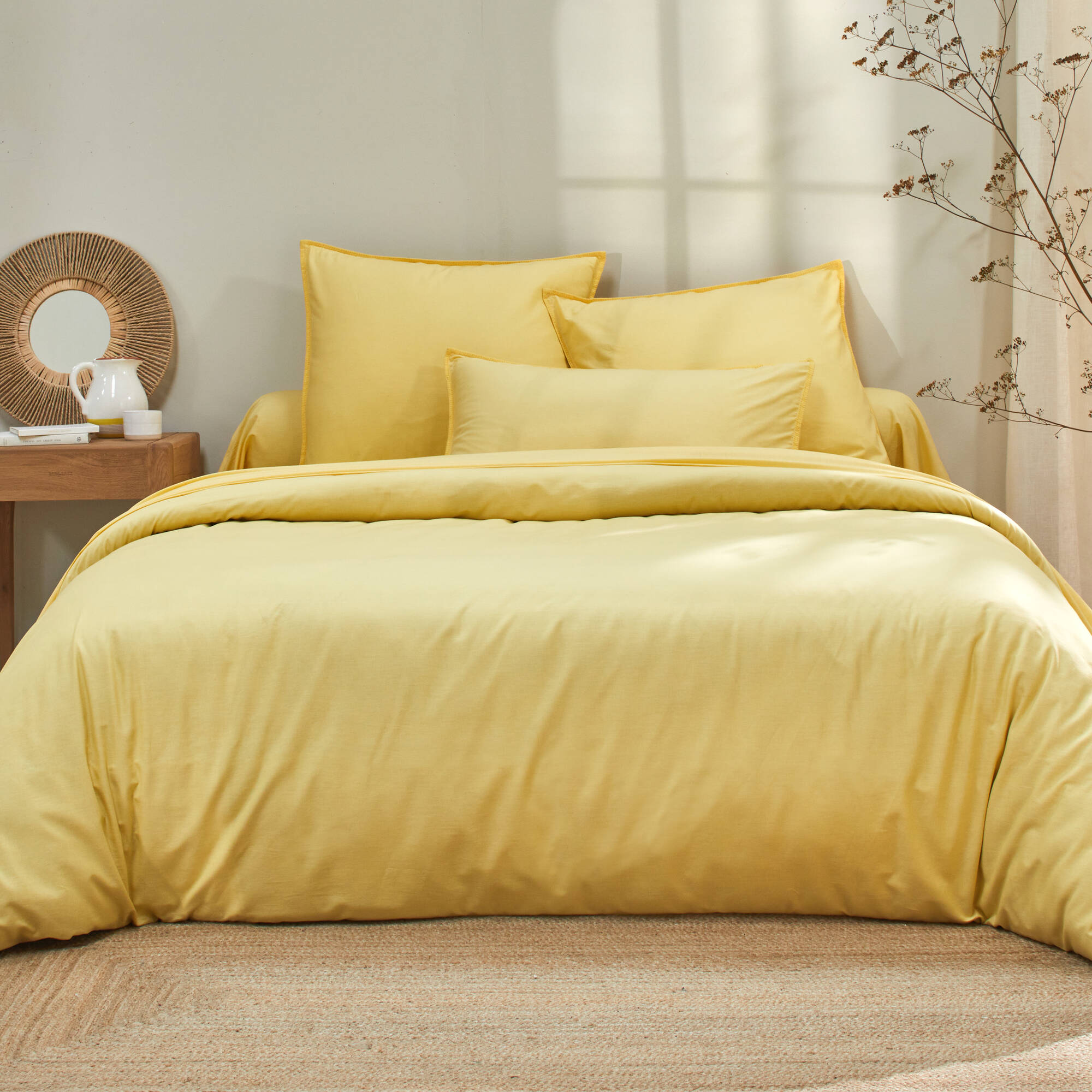 Linge de lit uni coton lavé - Blancheporte