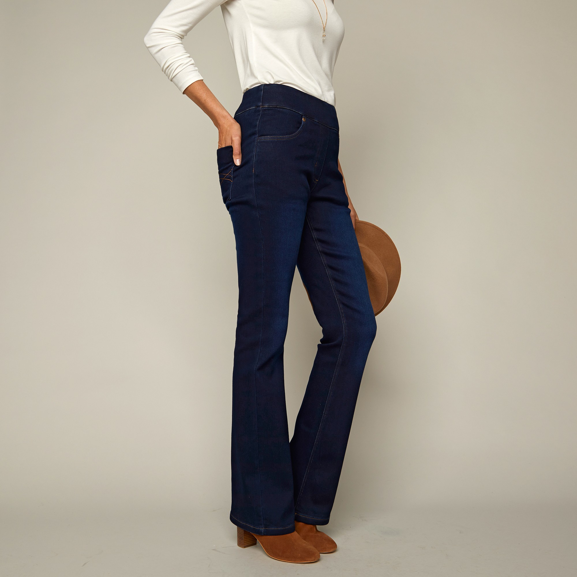 Jean Bootcut Ultra Stretch, Maille Effet Jean, Grande Stature - Blancheporte