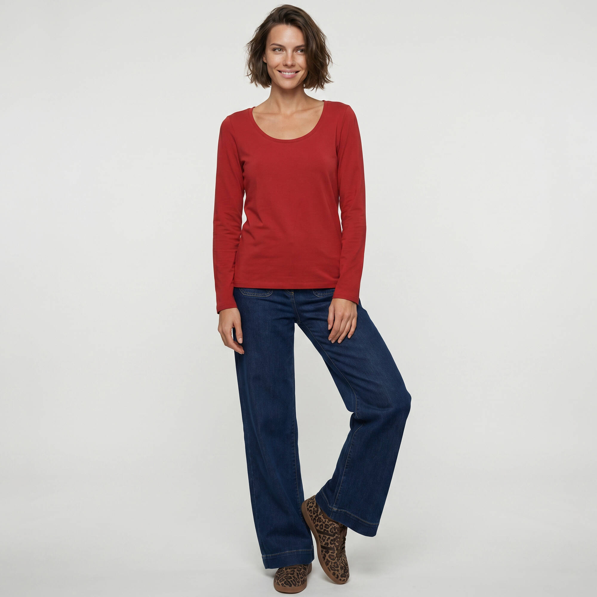 T-shirt col rond uni maille douce - Blancheporte 20 €