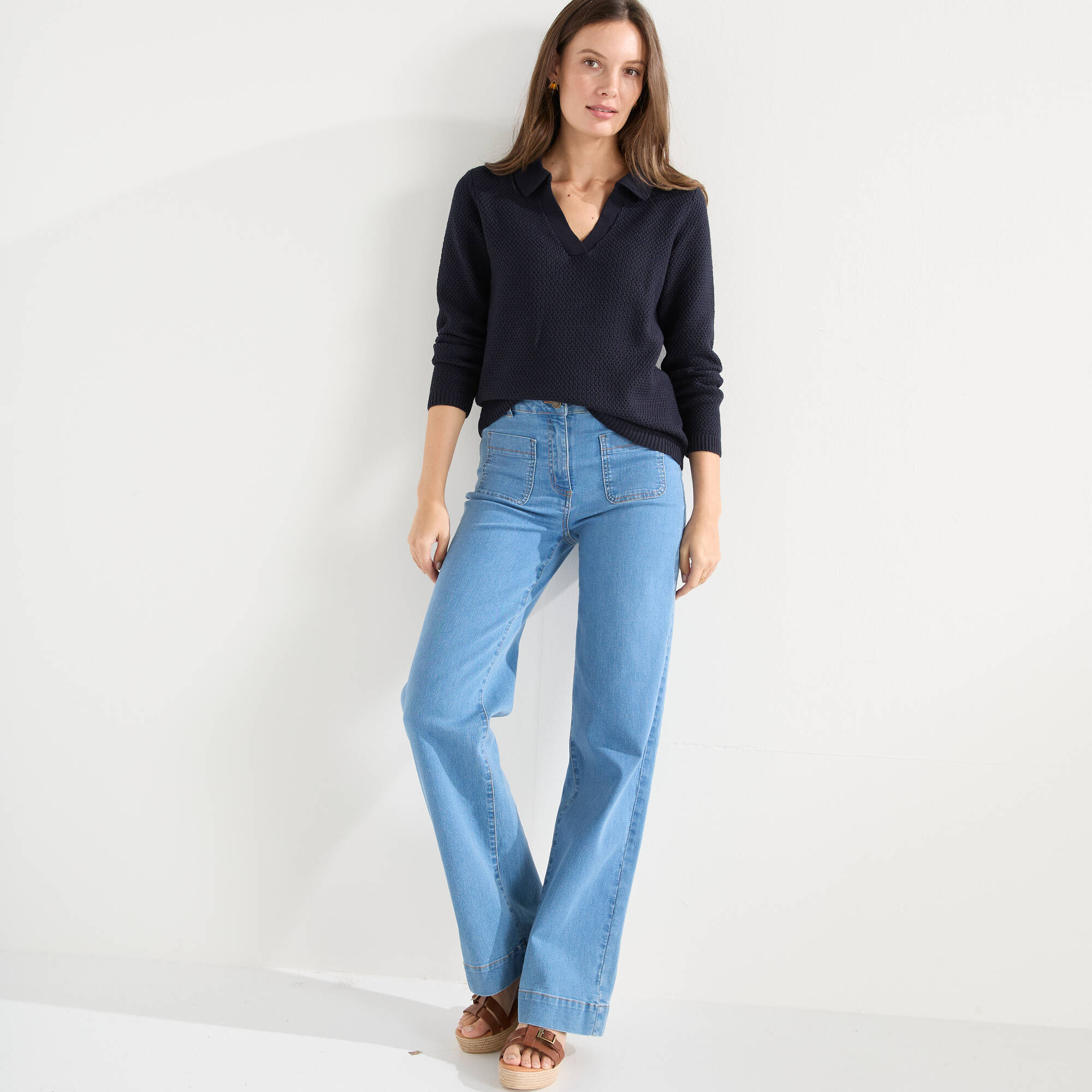 Pull col polo maille fantaisie - Blancheporte 19 €