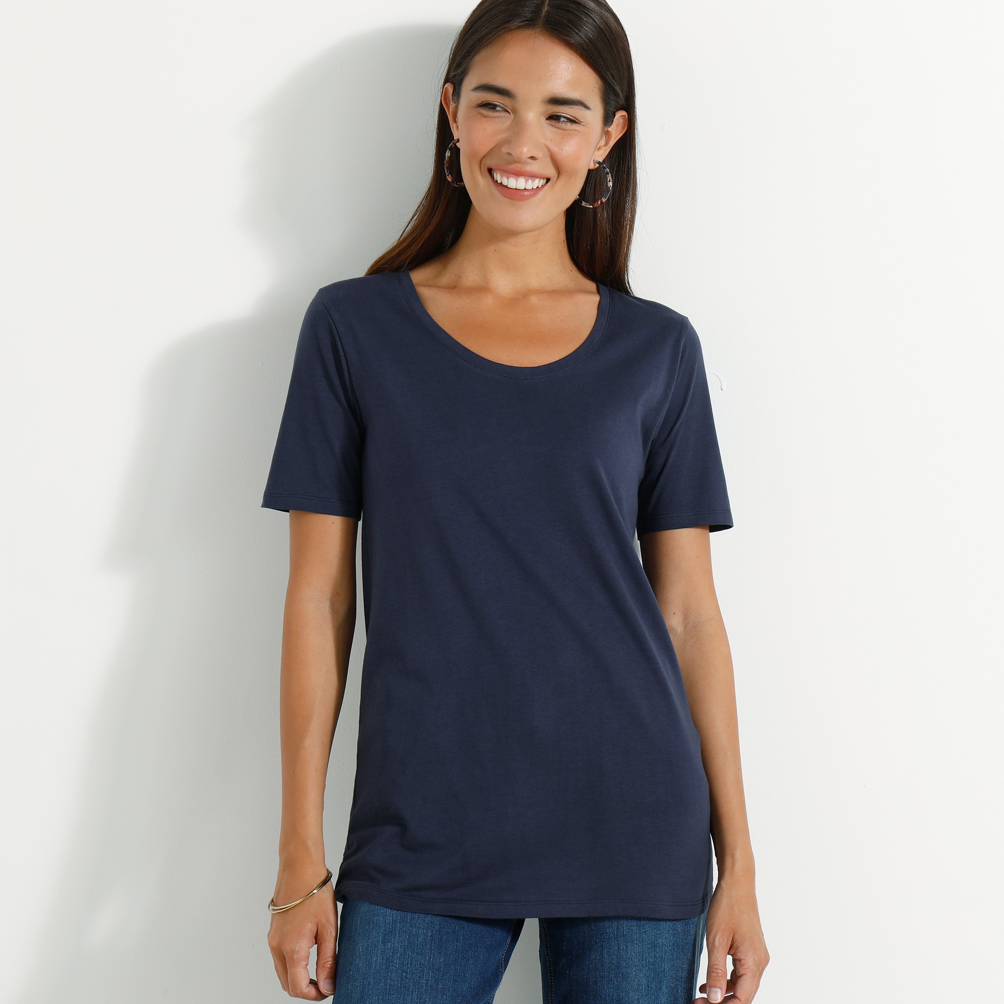 T-shirt Col Rond Manches Courtes - Blancheporte