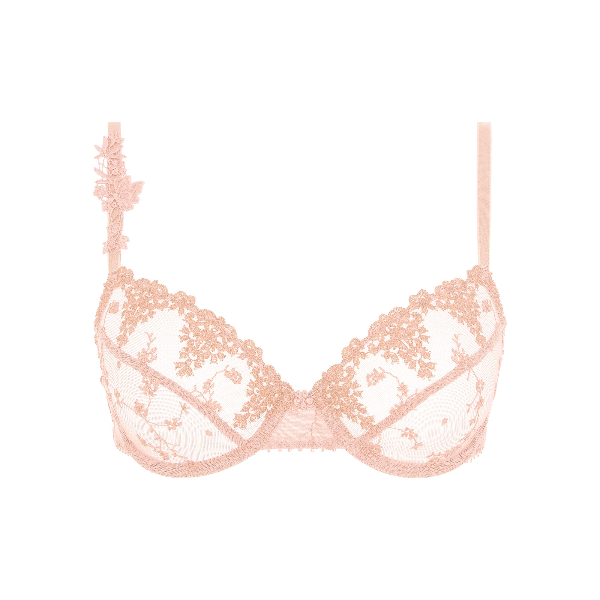 Soutien-gorge emboîtant tulle brodé bicolore « White nights » - avec armatures - 100B - Orange - Pas