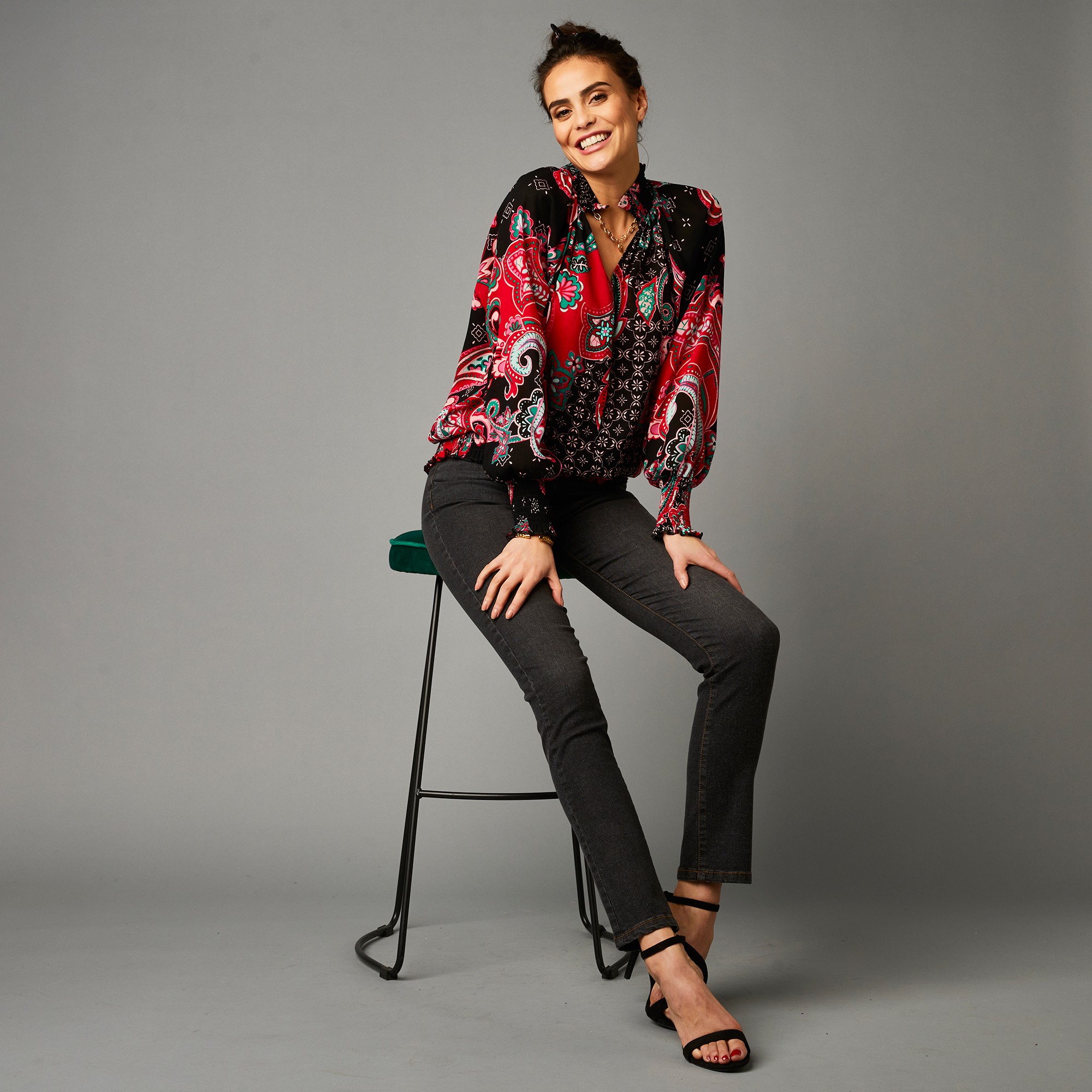 Blouse Smockée Imprimée Cachemire - Blancheporte