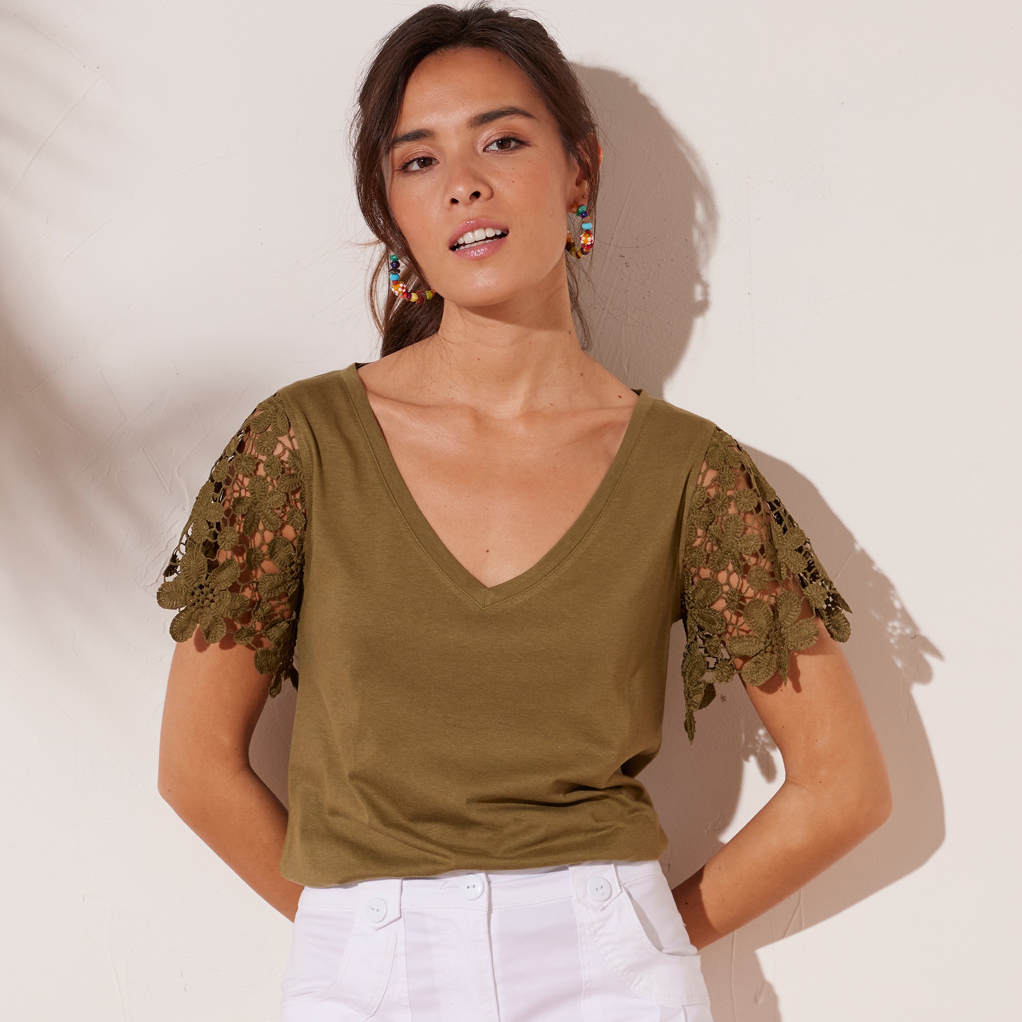 T-shirt Manches Courtes Macramé - Blancheporte