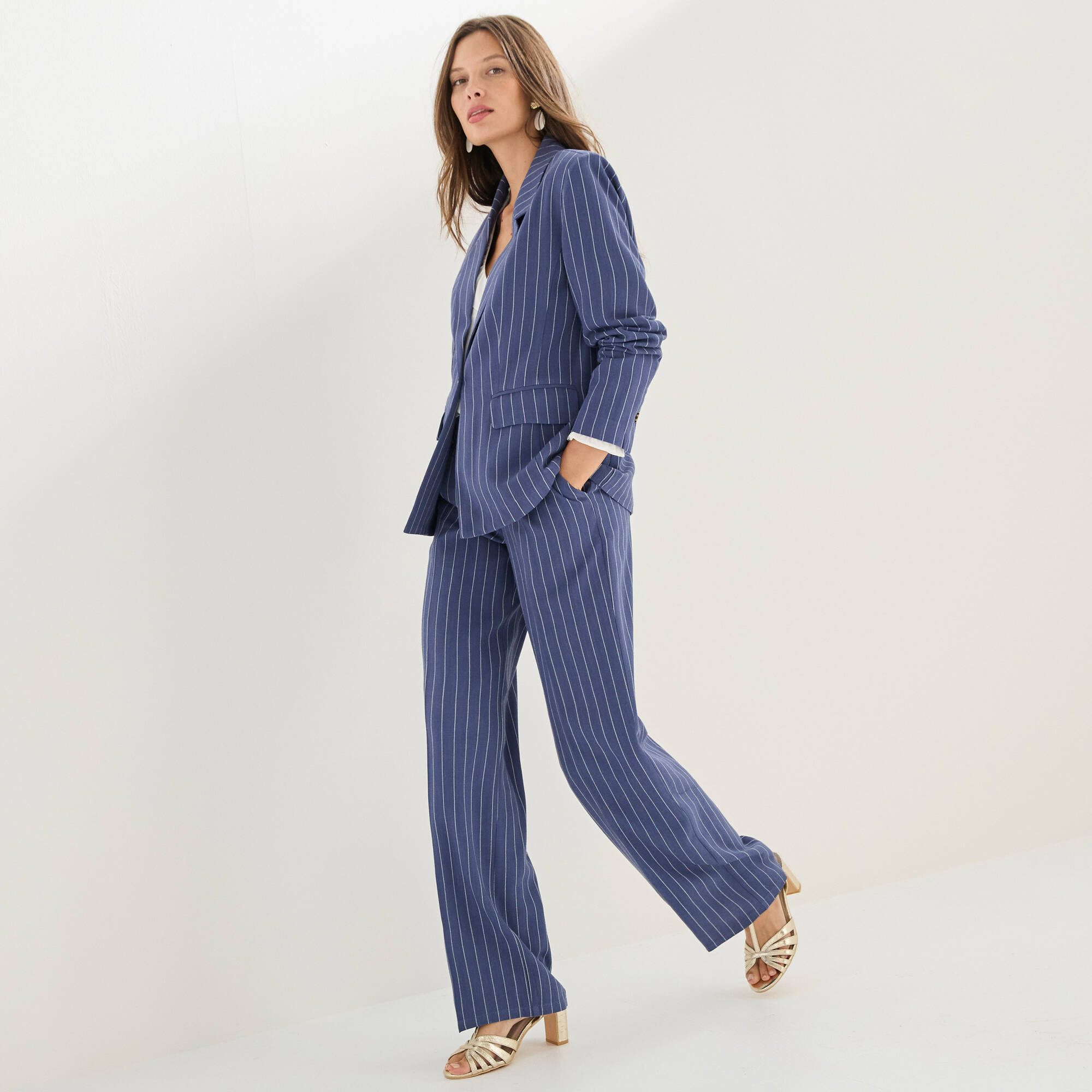 Veste blazer raye viscose-lin - Blancheporte 26 €