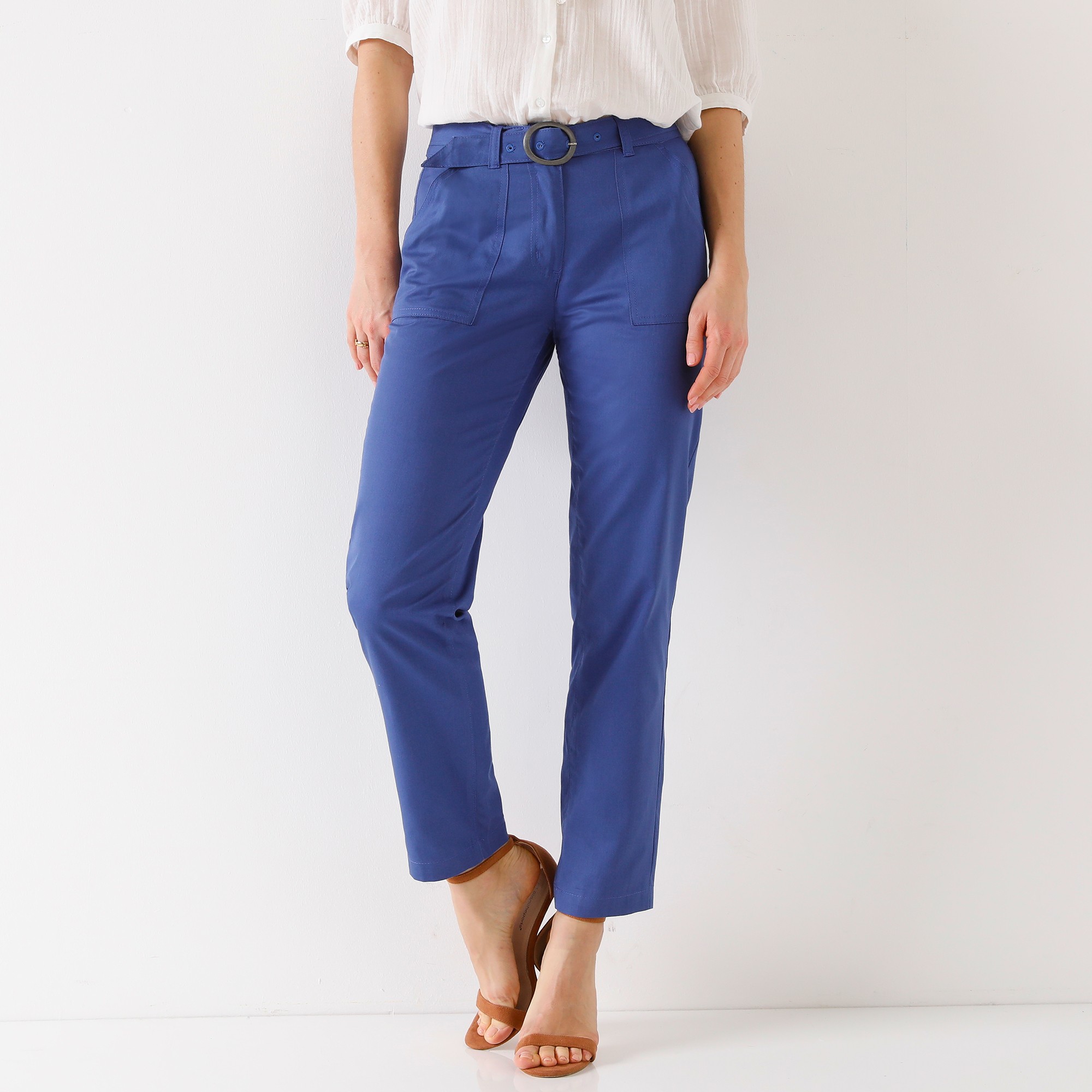 Pantalon Droit Avec Ceinture À Boucle - Blancheporte