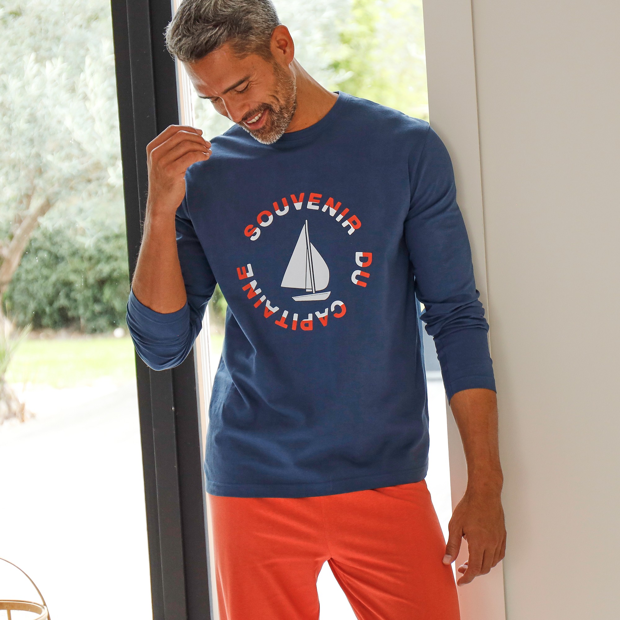 T-shirt Pyjama Manches Longues Motif Bateau - Blancheporte