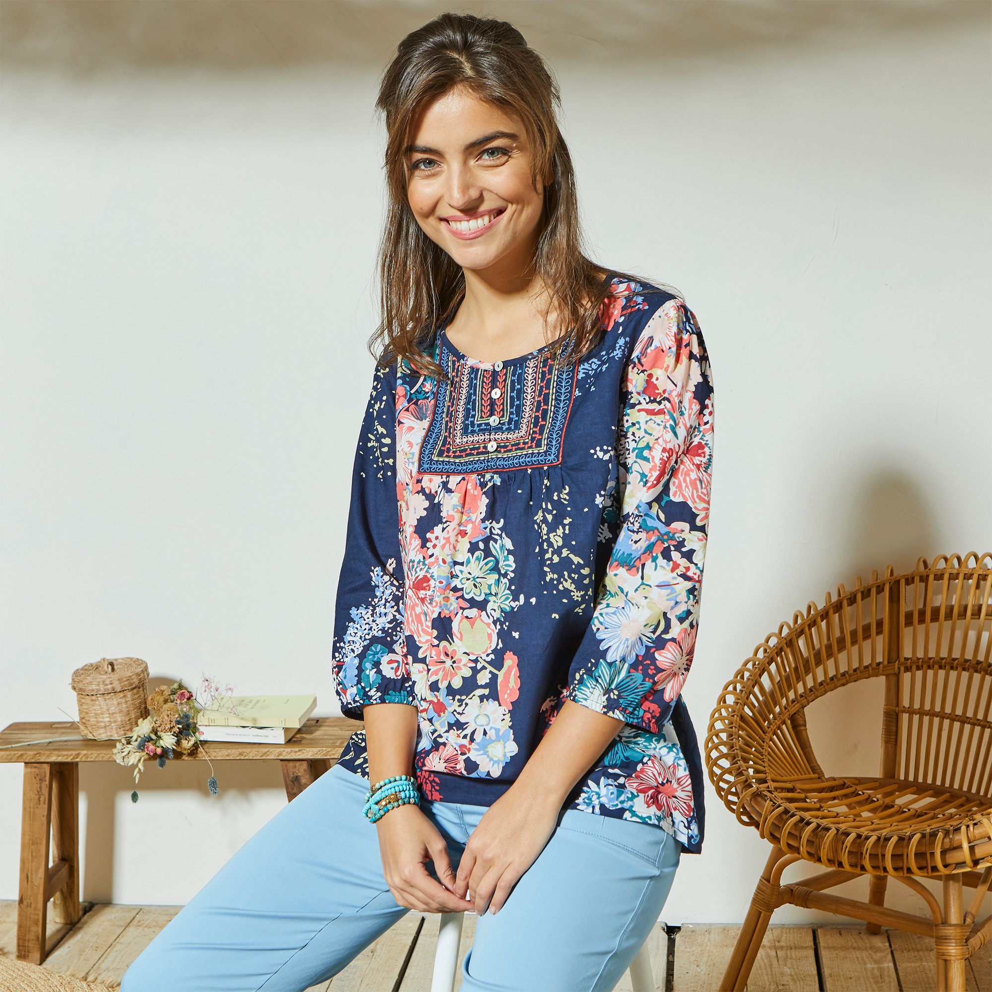 Blouse Imprimée Fleurs - Blancheporte
