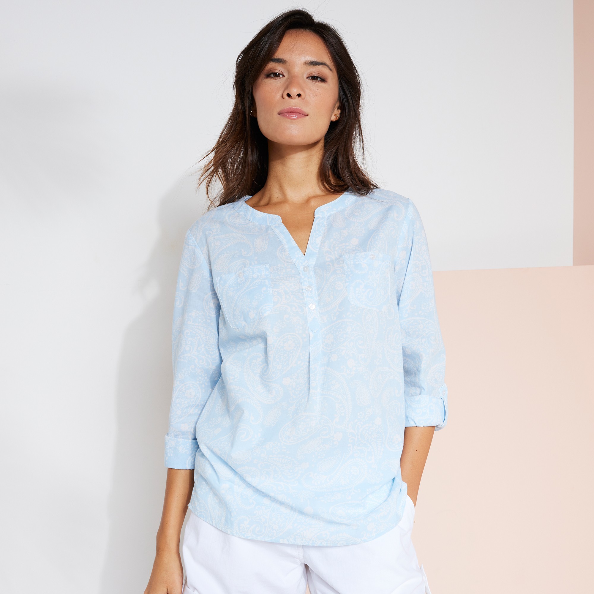 Tunique Imprimé Cachemire, Manches Retroussables - Blancheporte