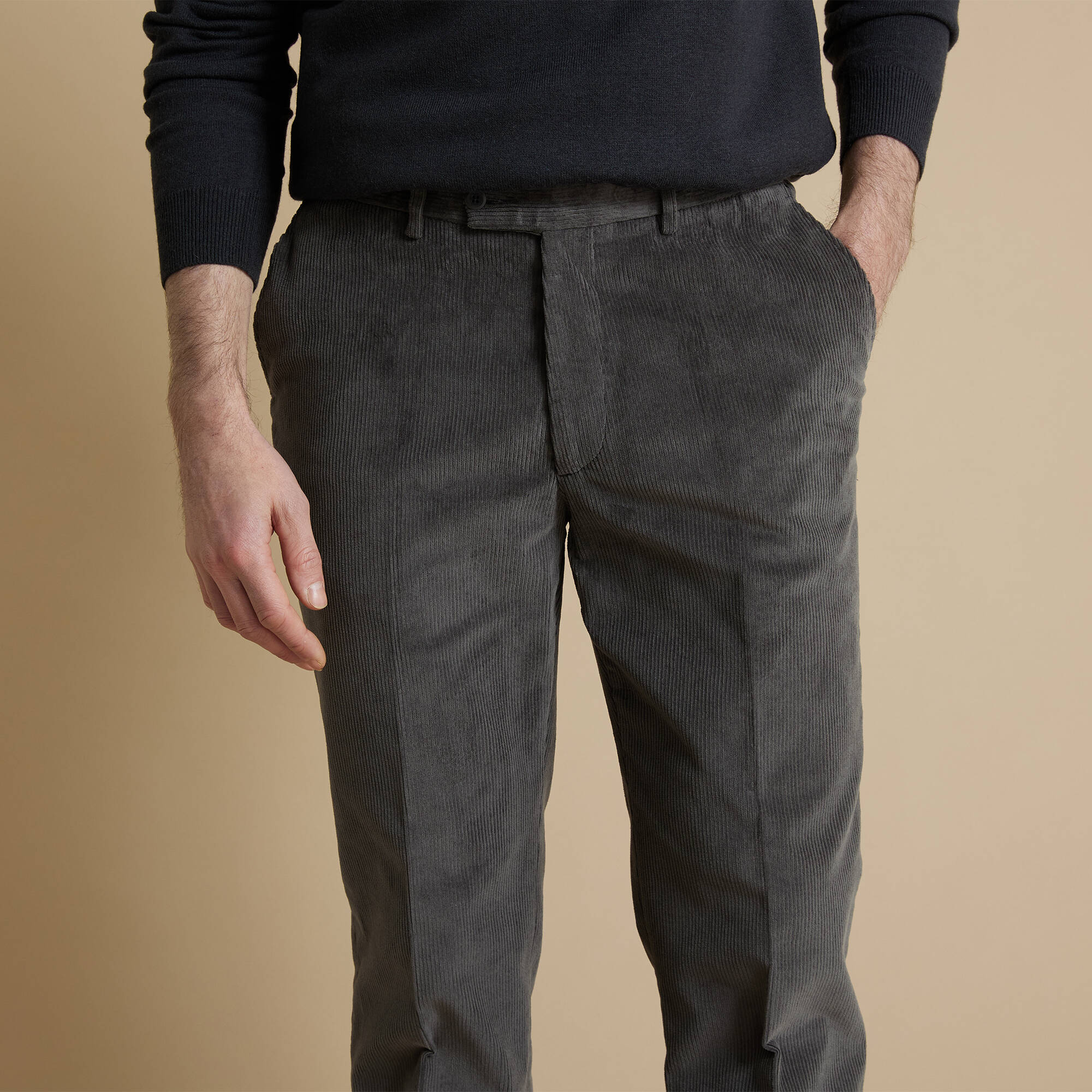 Pantalon velours taille elastiquee sans pince gris Blancheporte