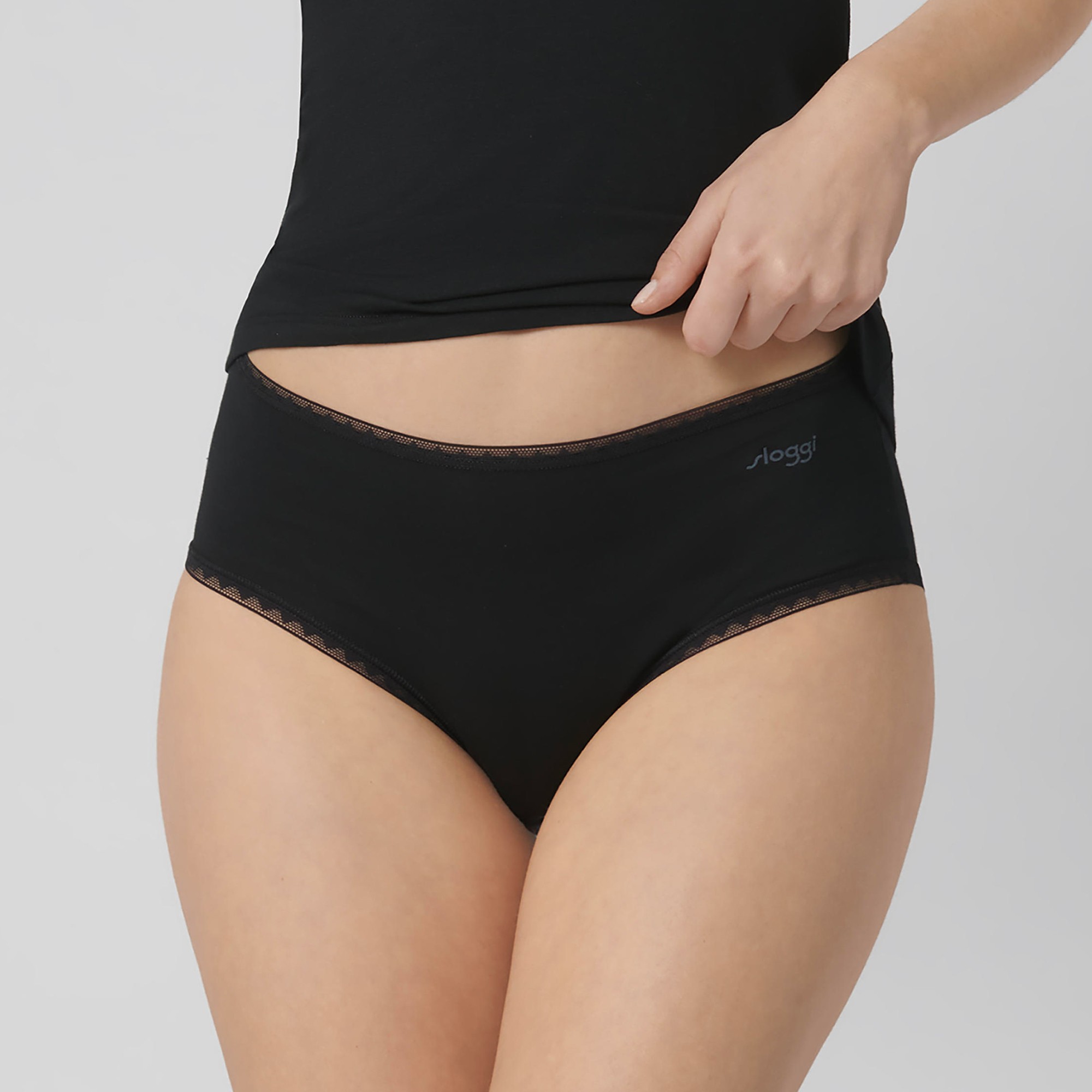 Slip forme midi GO coton biologique - Lot de 2 - Xl - Noir - Sloggi