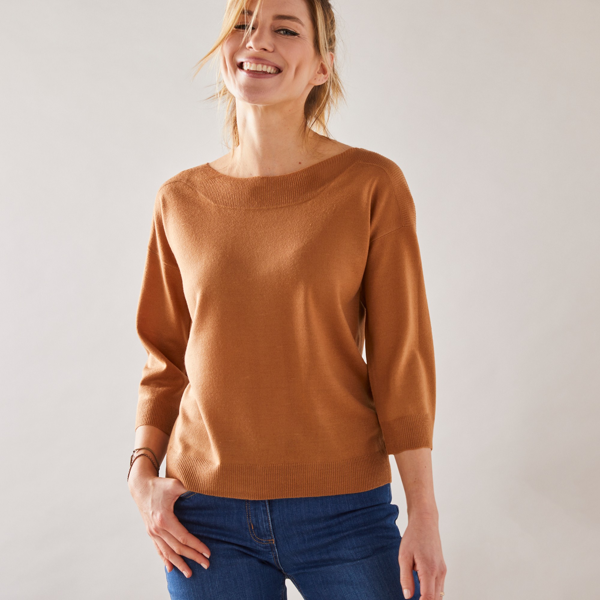Pull Col Bateau Manches 3/4 - Blancheporte