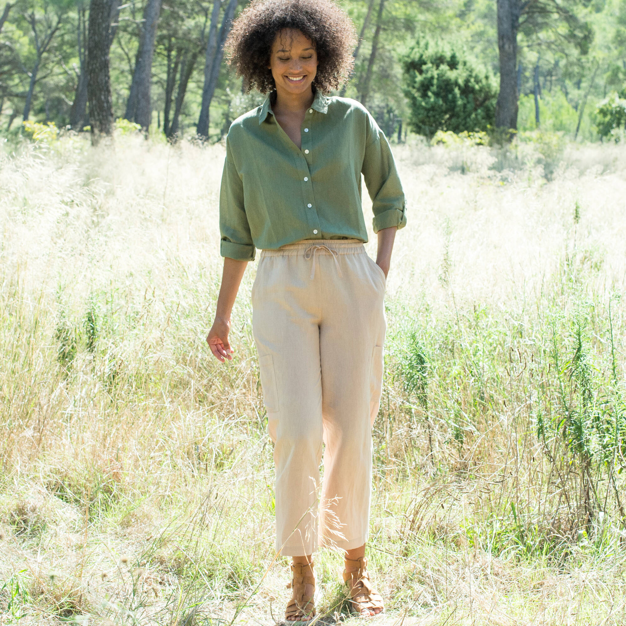 Chemise en coton-lin manches longues retroussables - Blancheporte 15 €