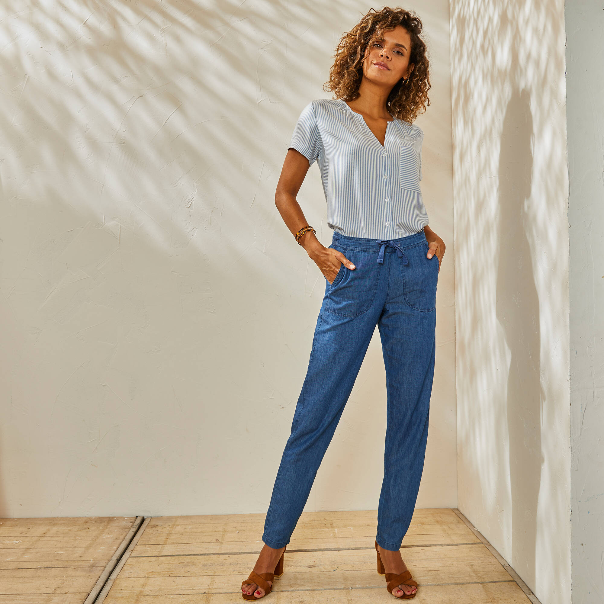 Pantalon fusel denim lger - Blancheporte 38 €