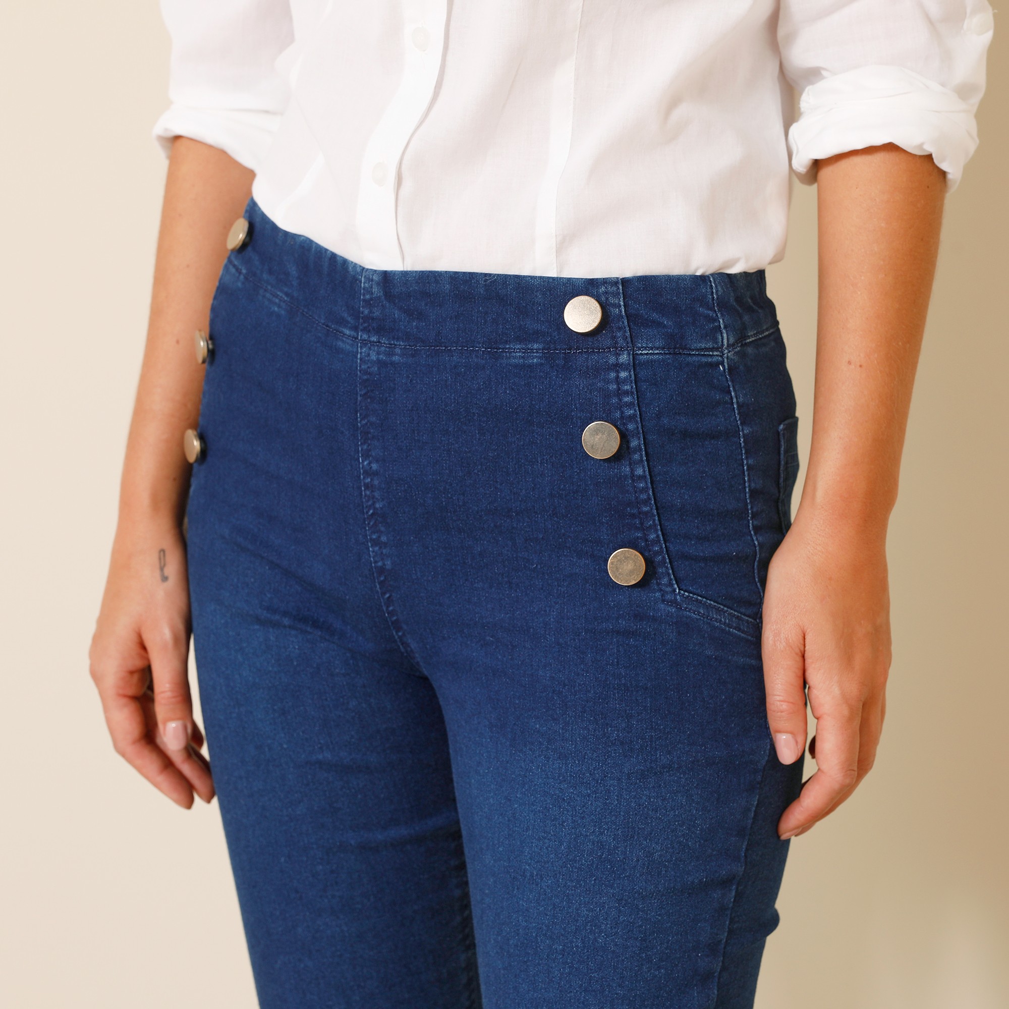Jegging ventre plat forme bootcut denim ultra stretch dark blue