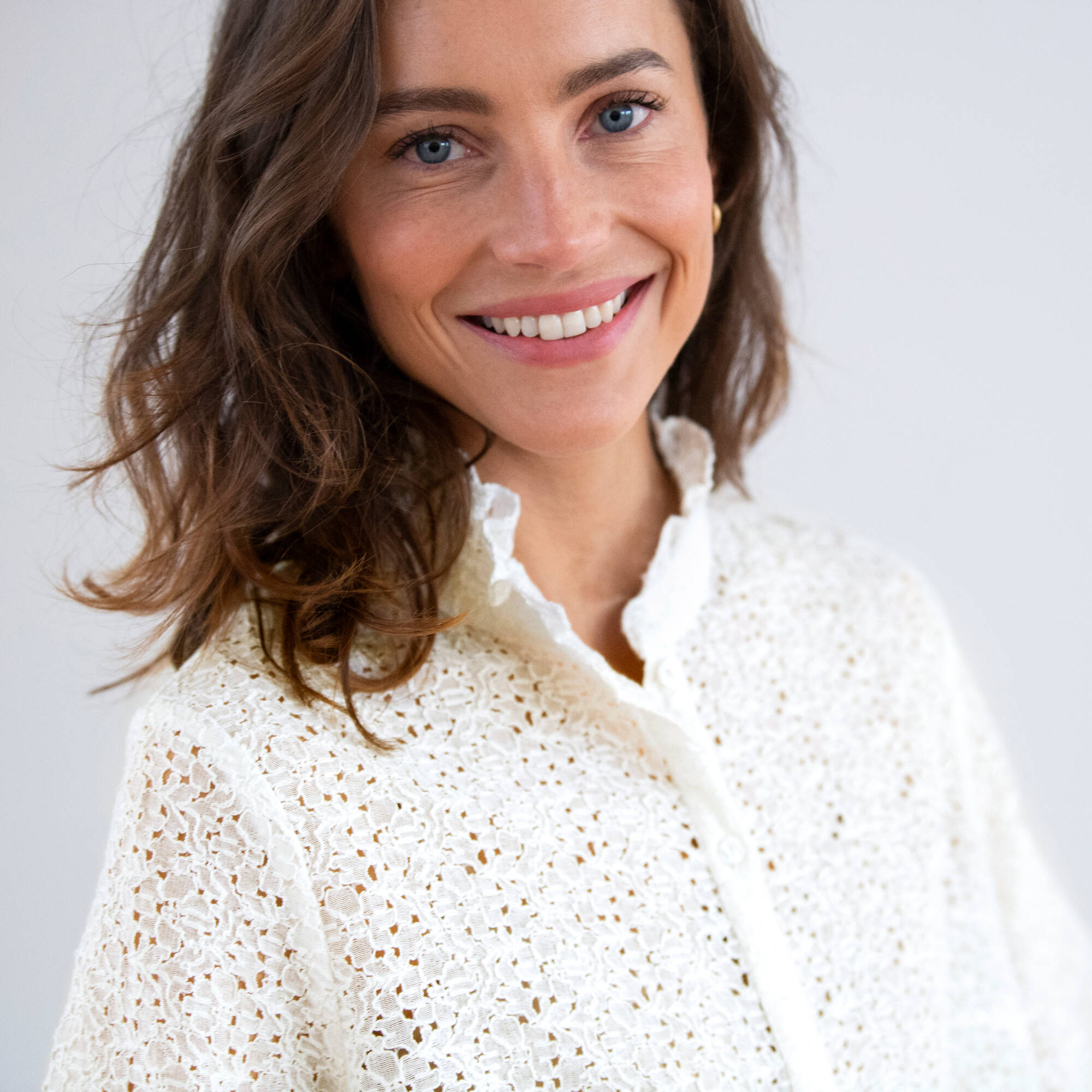 Chemisier col montant volant dentelle - Blancheporte 30$