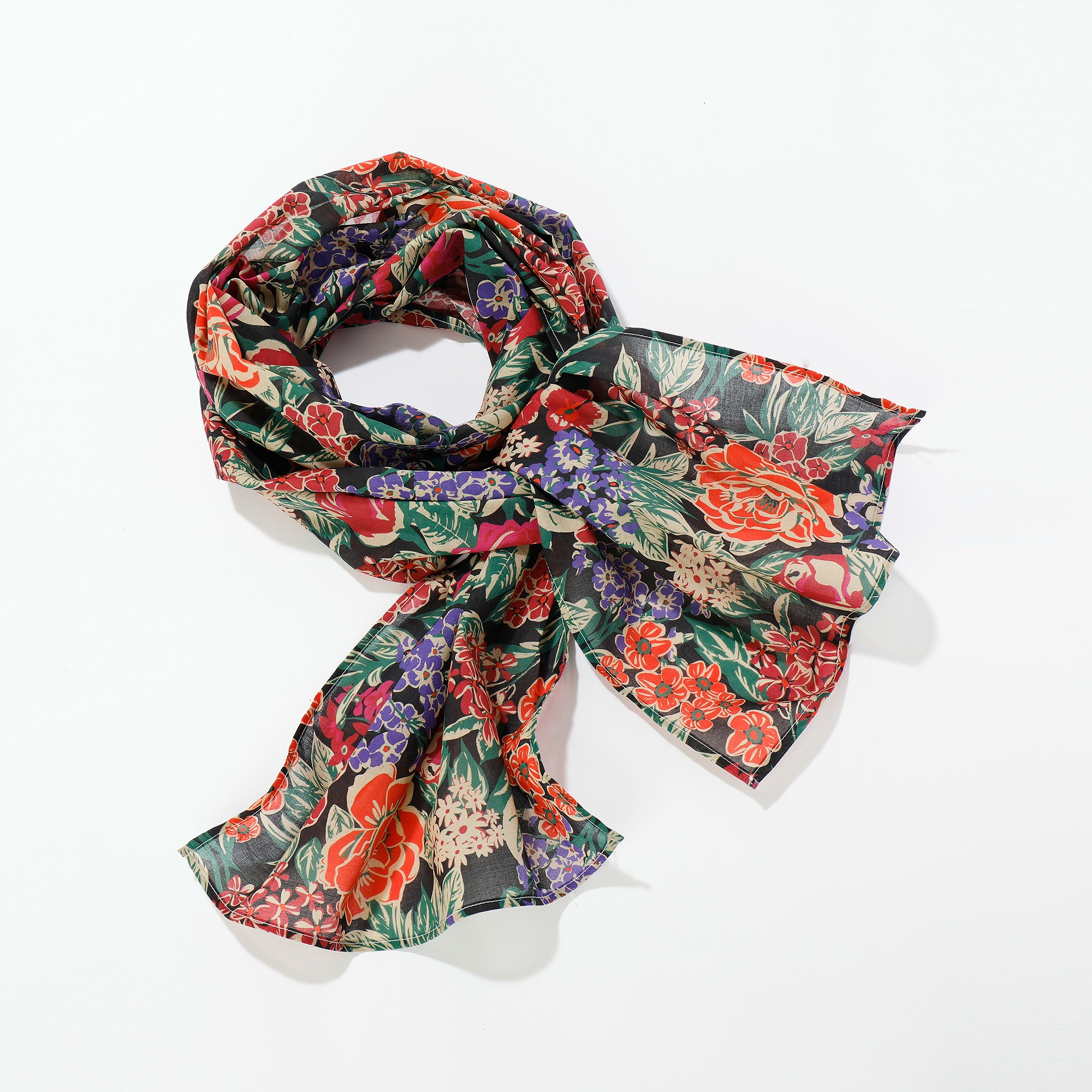 Foulard Imprimé Grosses Fleurs, 198x38 Cm - Coton - Blancheporte