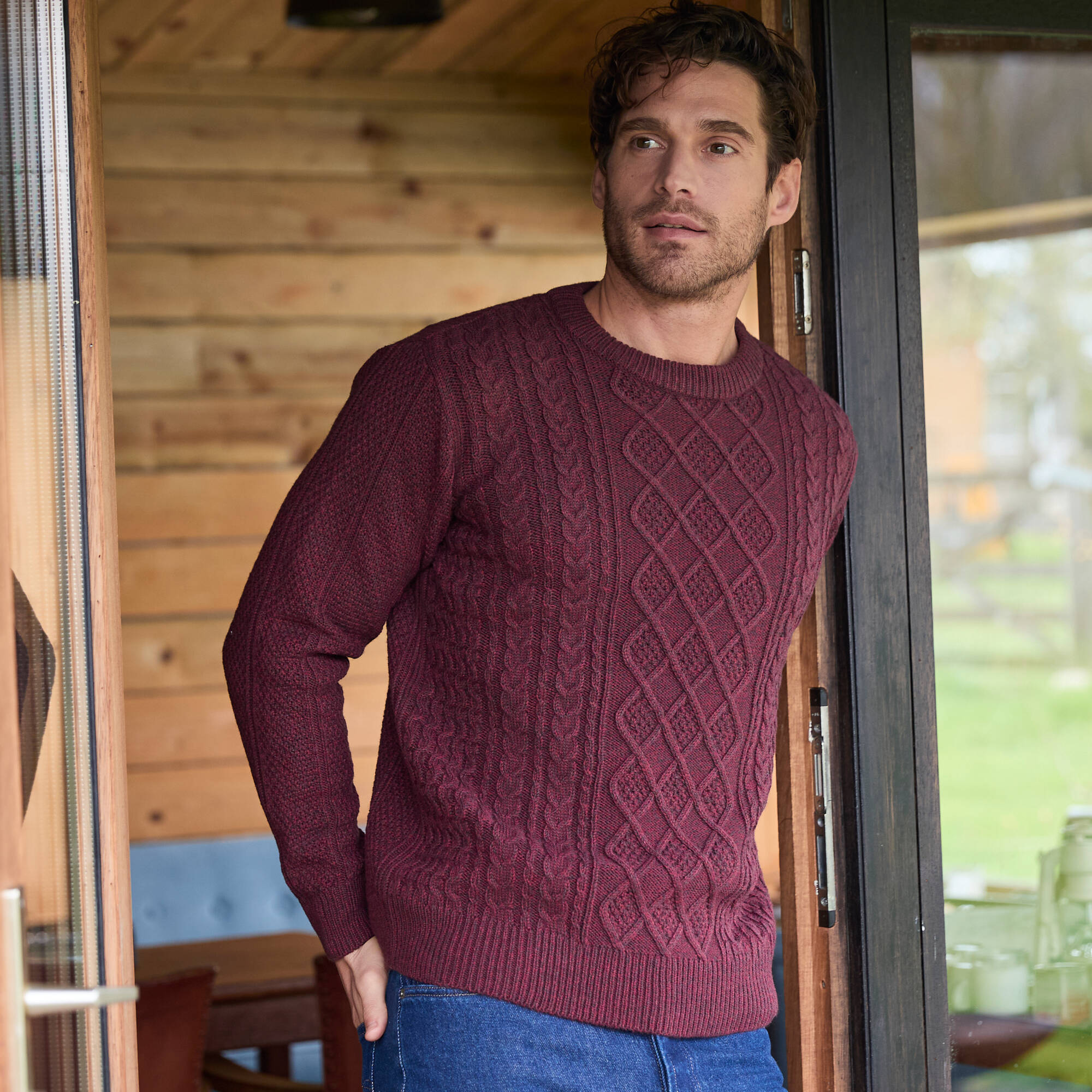 Pull col rond maille irlandaise - Blancheporte