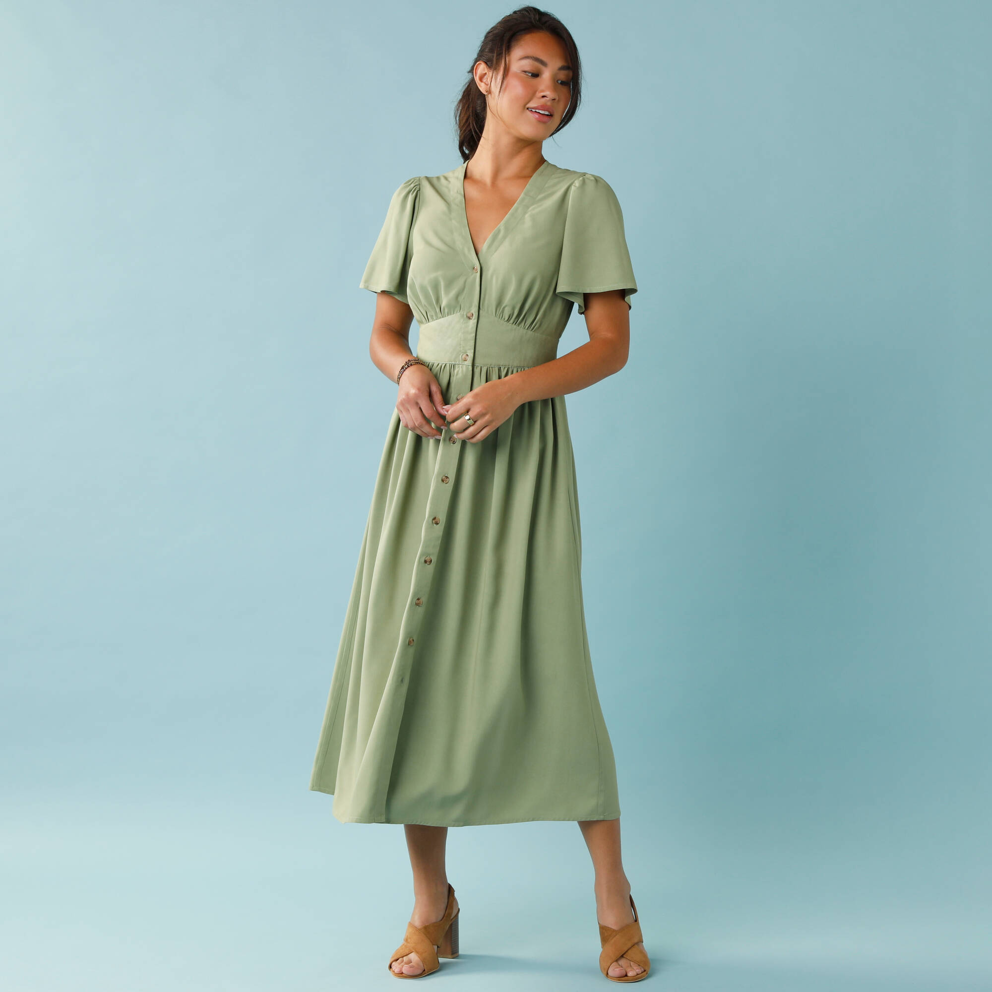 Robe longue boutonnée unie, Spécial Petites — alternative pour invitée de mariage