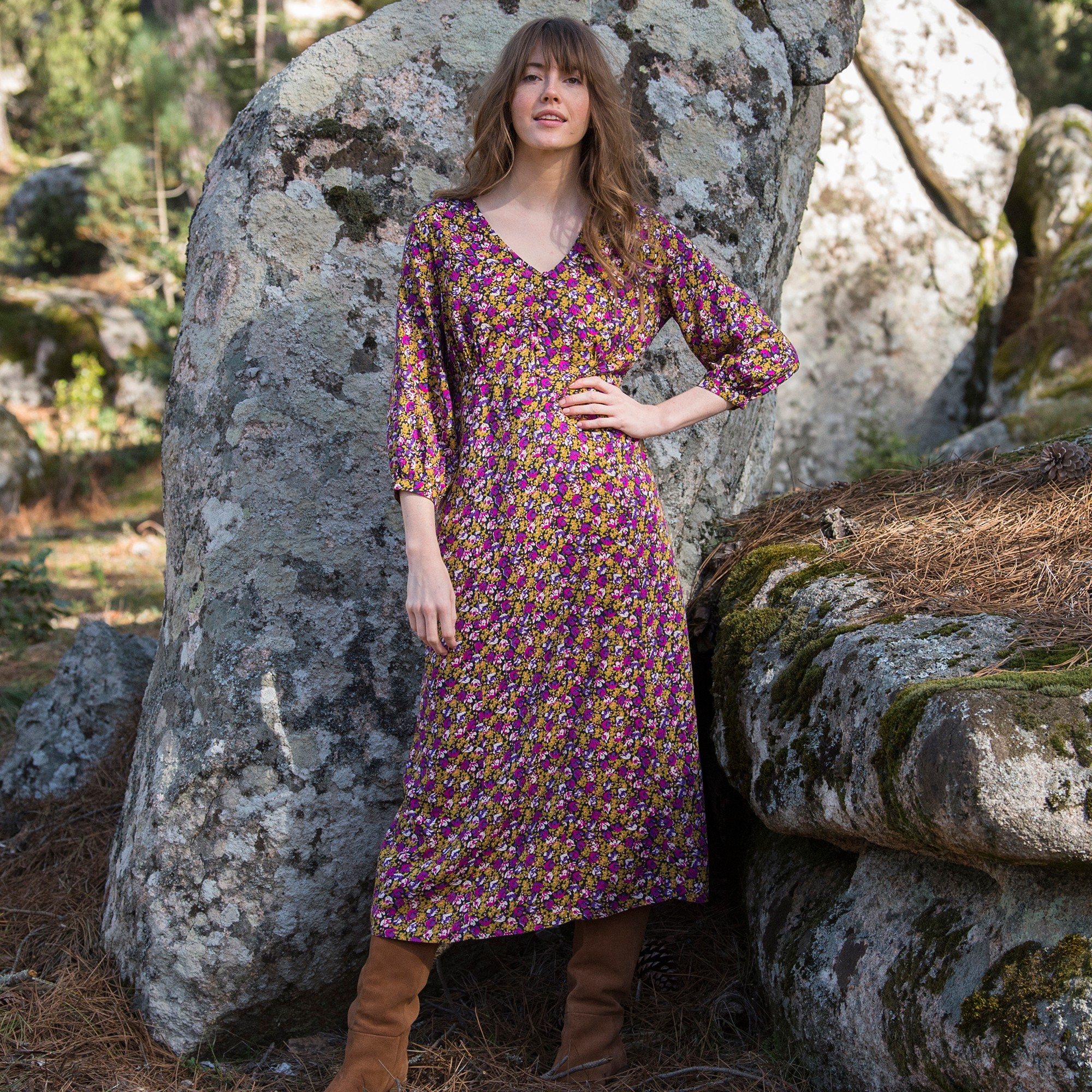 Robe Manches 3/4 Imprimé Fleuri - Blancheporte