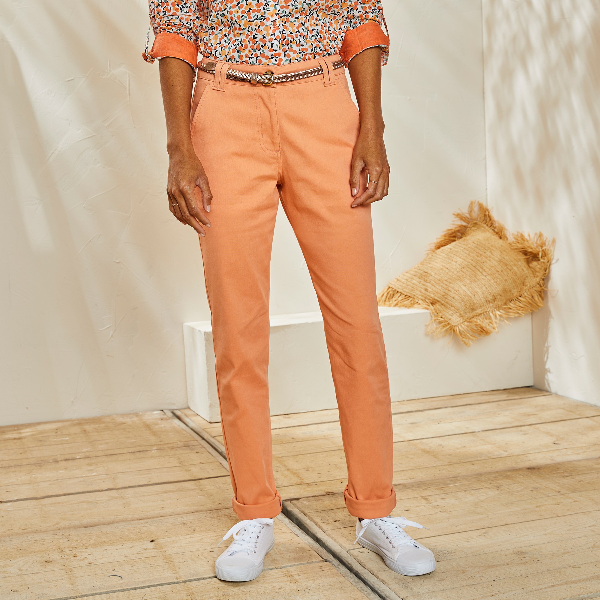 Pantalon chino stretch abricot Blancheporte