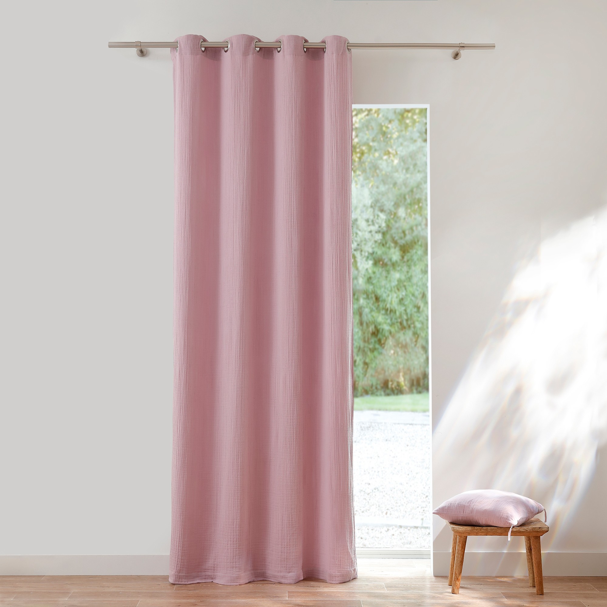 Rideau double gaze de coton - Rideau : Largeur 135 X Hauteur 260cm - Violet - Colombine