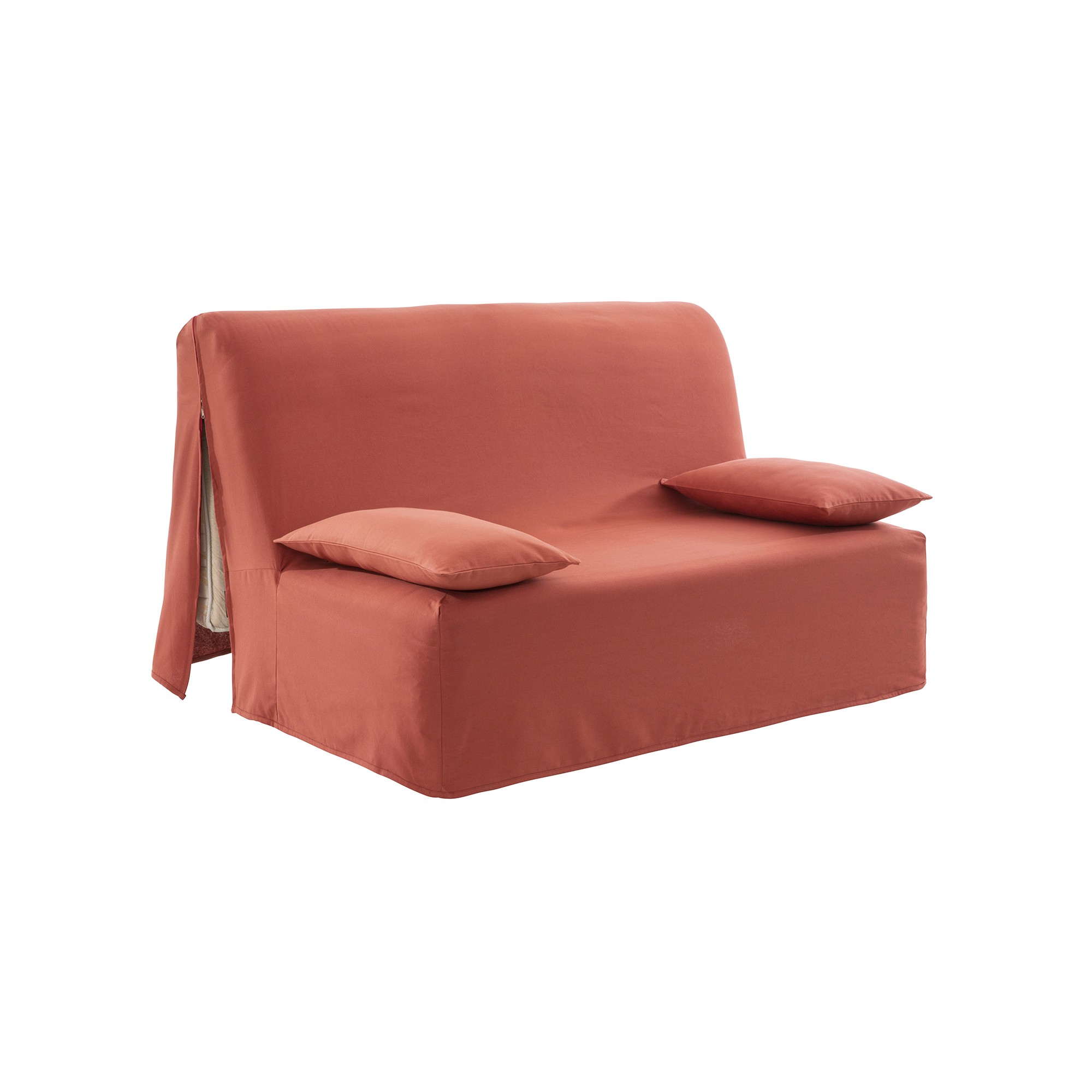 Housse canapé BZ bachette coton uni - Housse Bz Non Matelassée : 190x140cm - Orange - Colombine