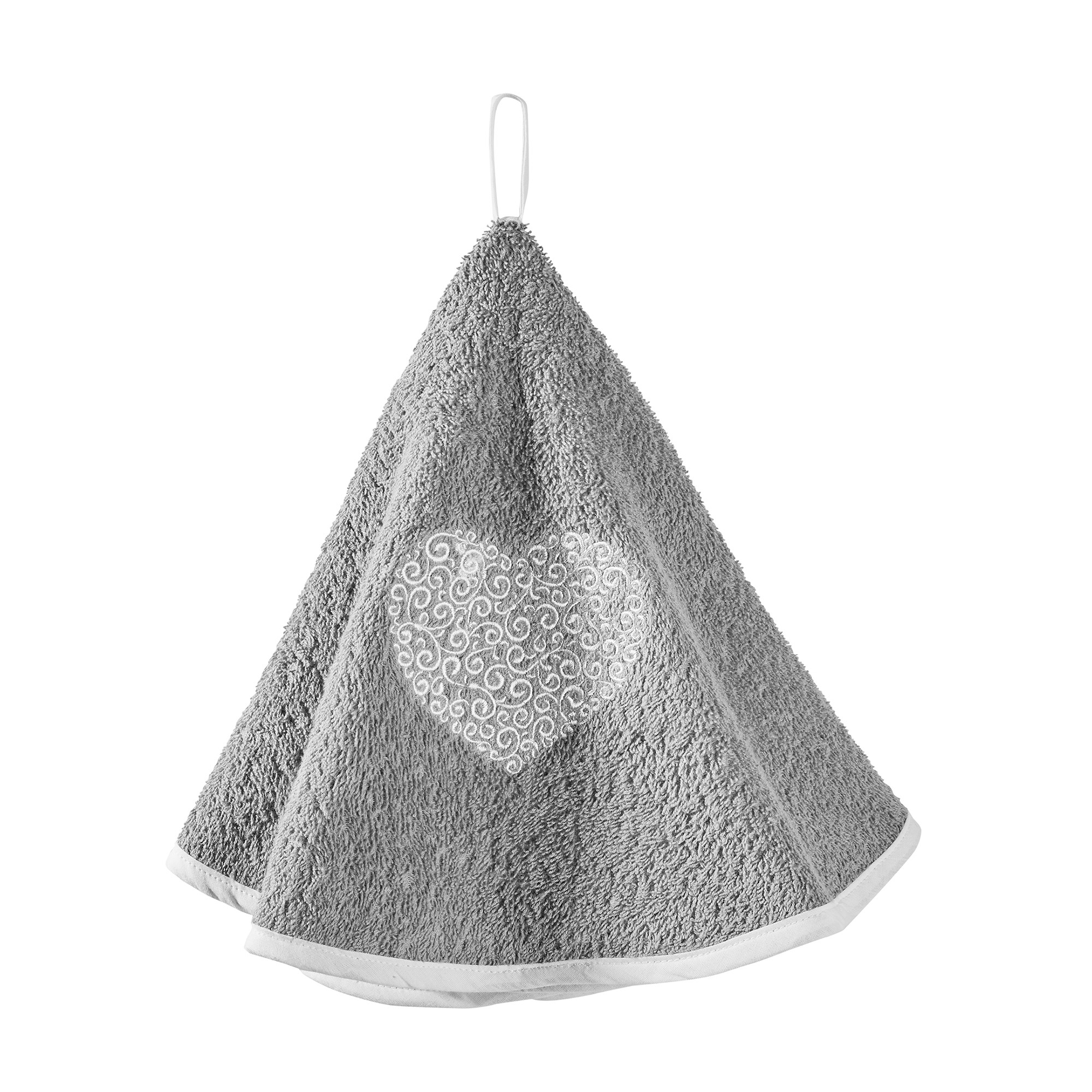 Essuie-mains Éponge Brodée Coeurs Forme Cloche - Blancheporte