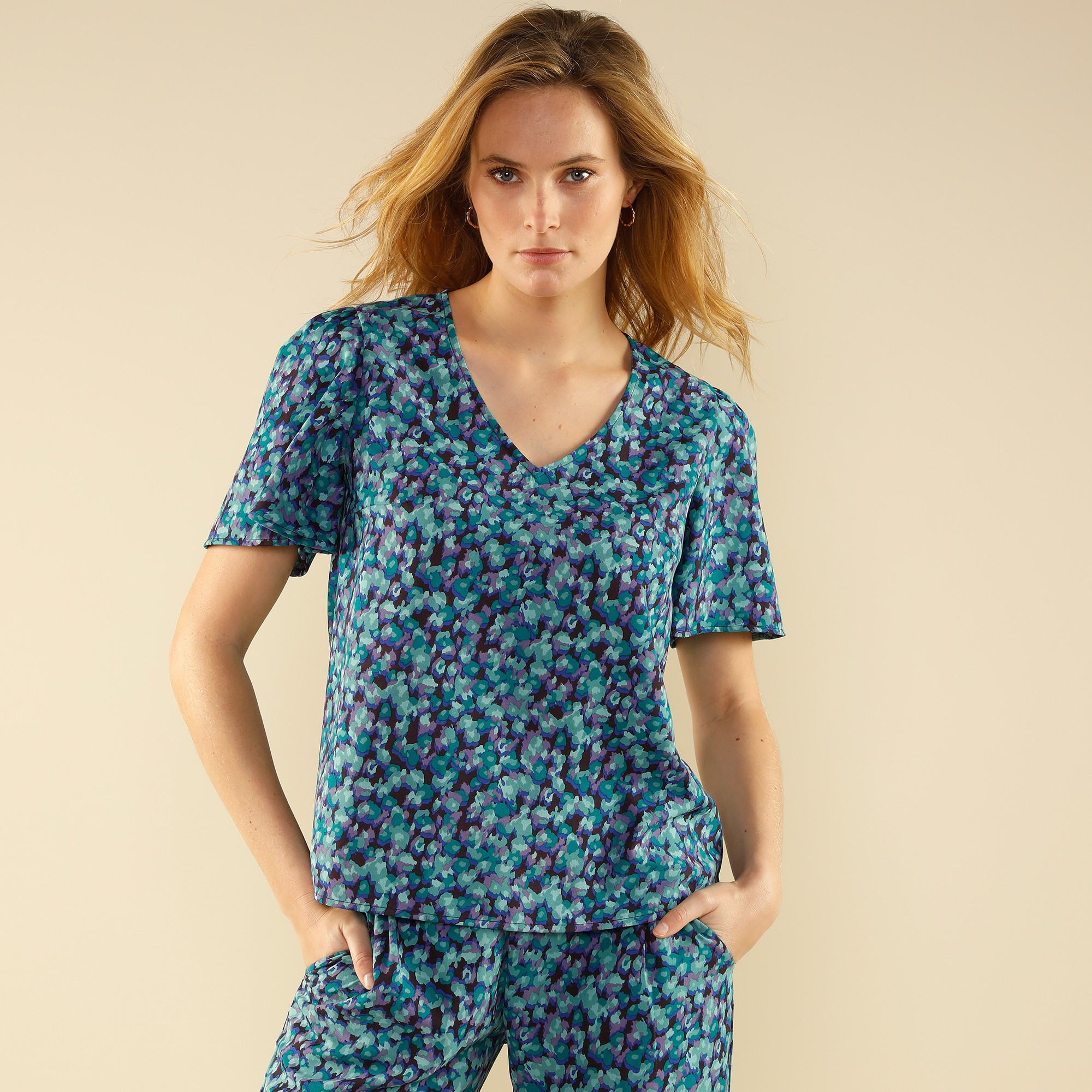 Blouse Imprimé Minimaliste Manches Courtes - Blancheporte