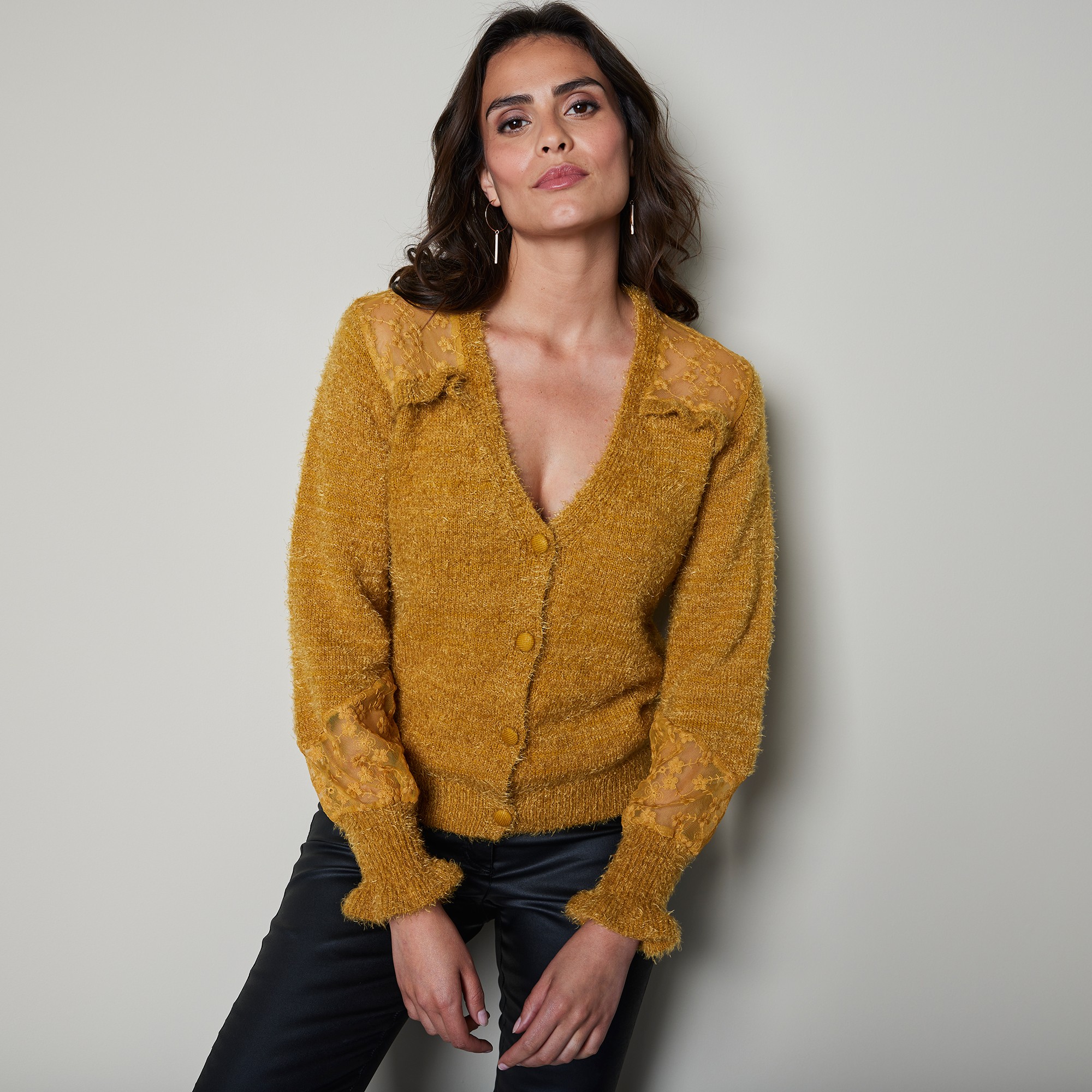 Gilet Tulle Brodé, Maille Douceur - Blancheporte