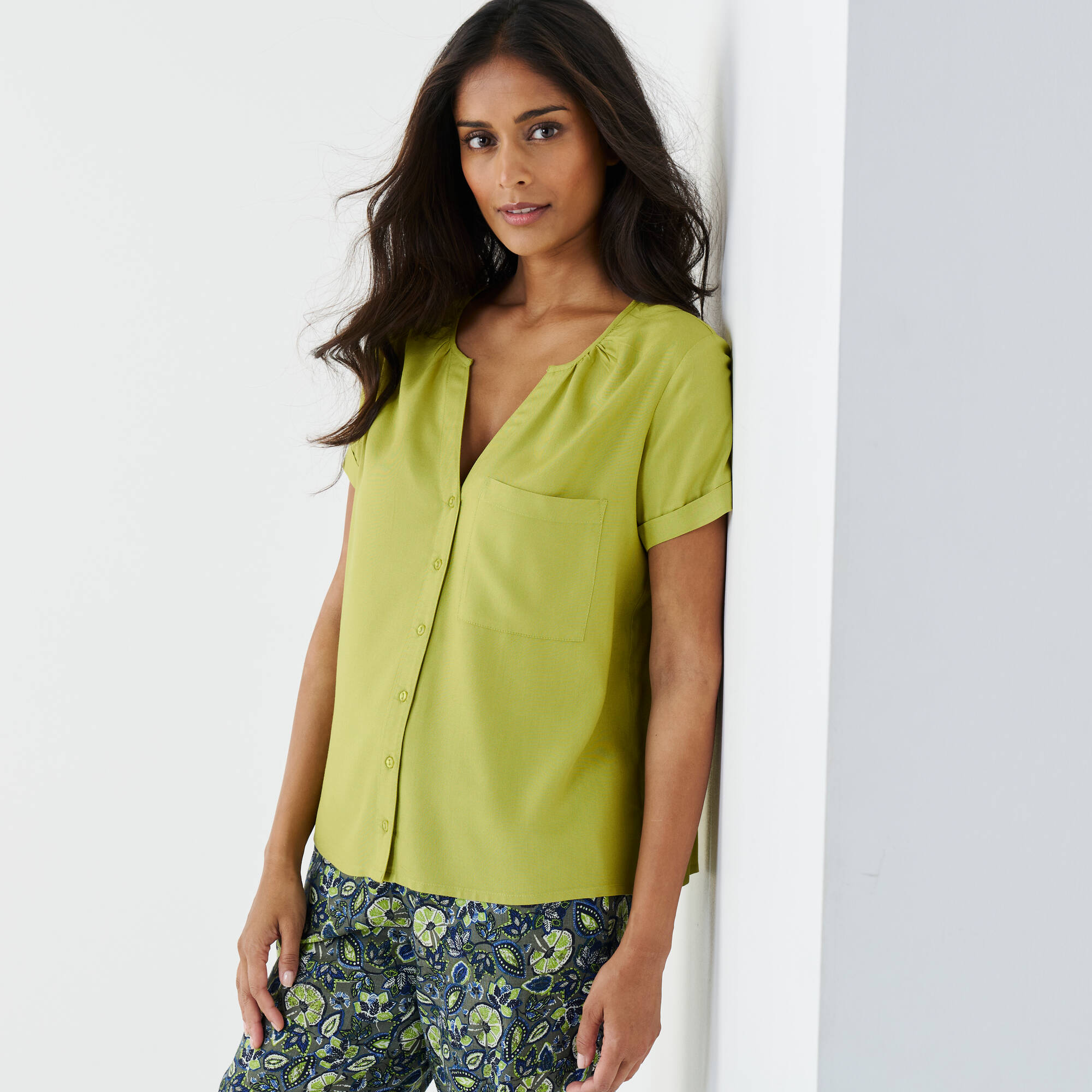 Blouse Unie Blanche Porte Blouse Femme Chemisier Uni Manches