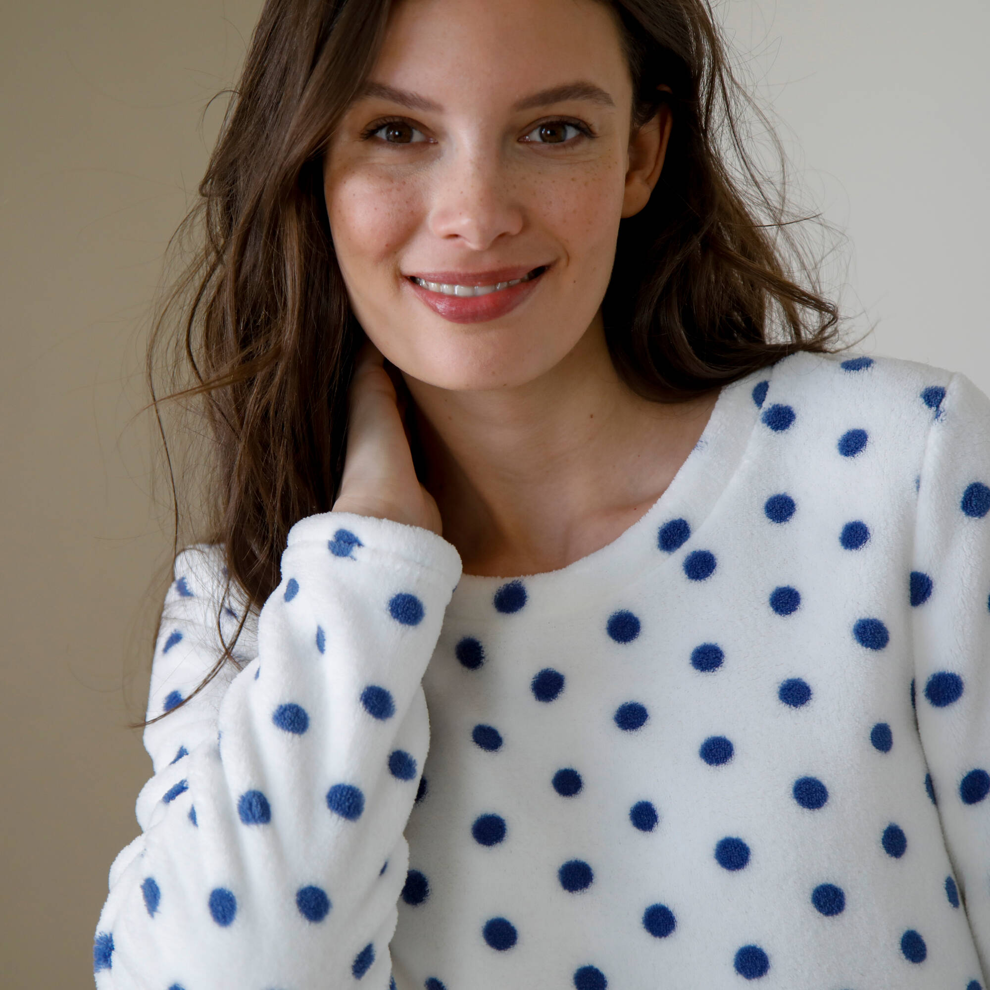 Pyjama polaire imprim pois toucher peluche manches longues - Blancheporte 40$