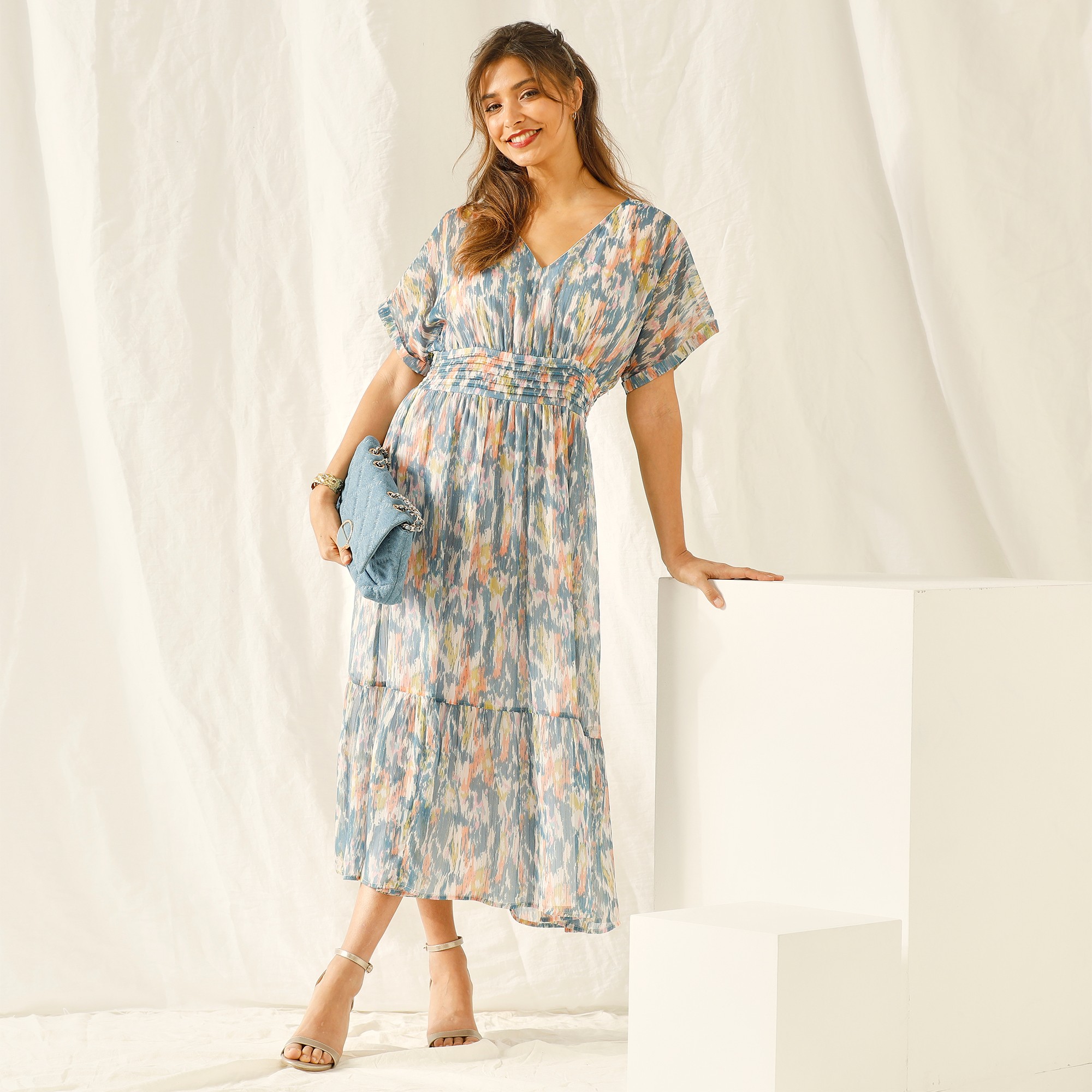 Robe Longue Ceinture Fantaisie, Voile - Lora Zellini