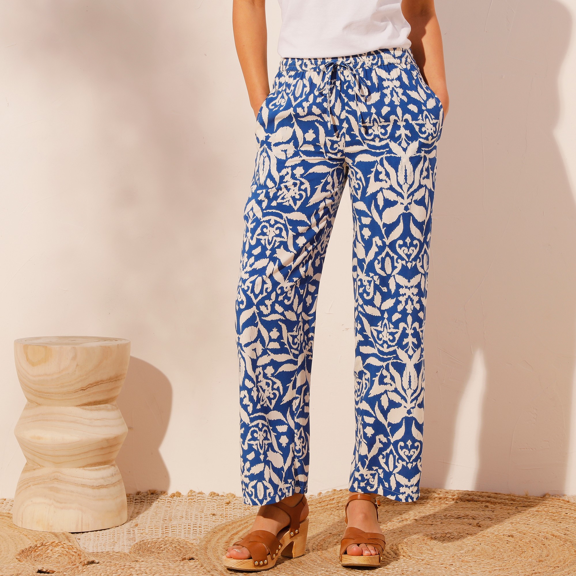 Pantalon large imprimé - 38 - Bleu - Coeur Au Sud