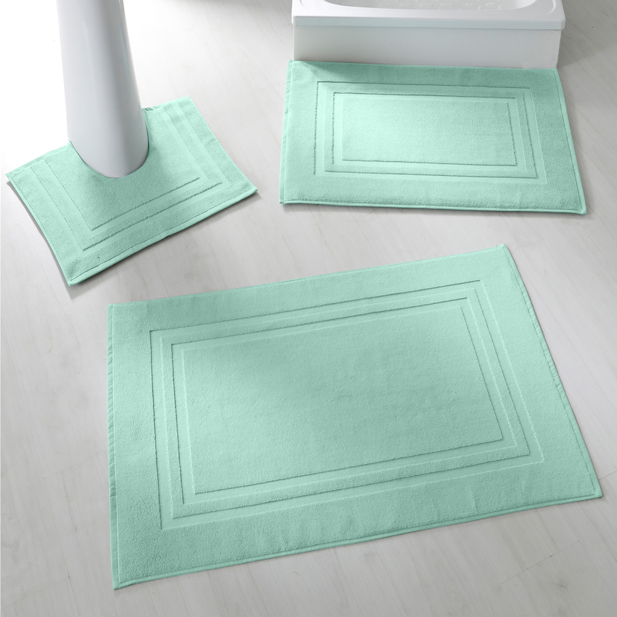Tapis de bain éponge double liteau - Contour : 50x40cm - Vert - Colombine