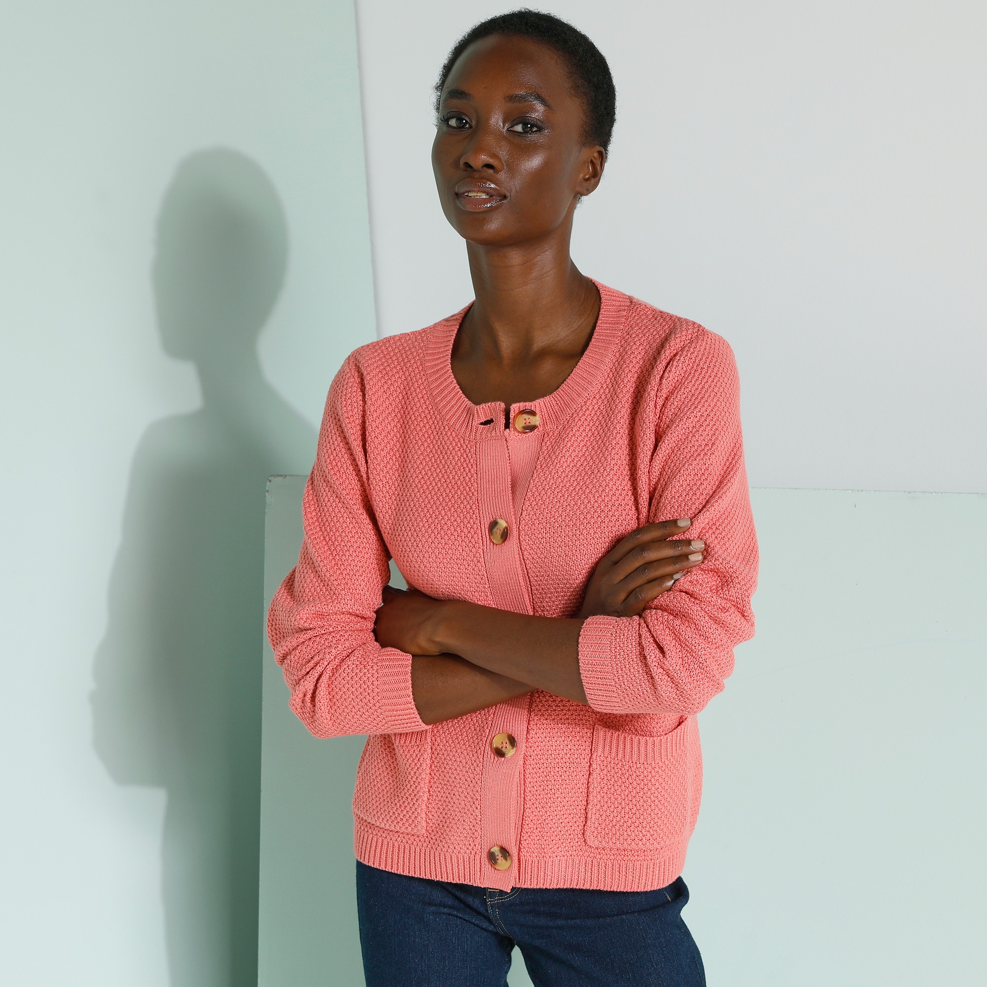 Gilet Paletot Maille Fantaisie, Boutons Effet Corne - Blancheporte