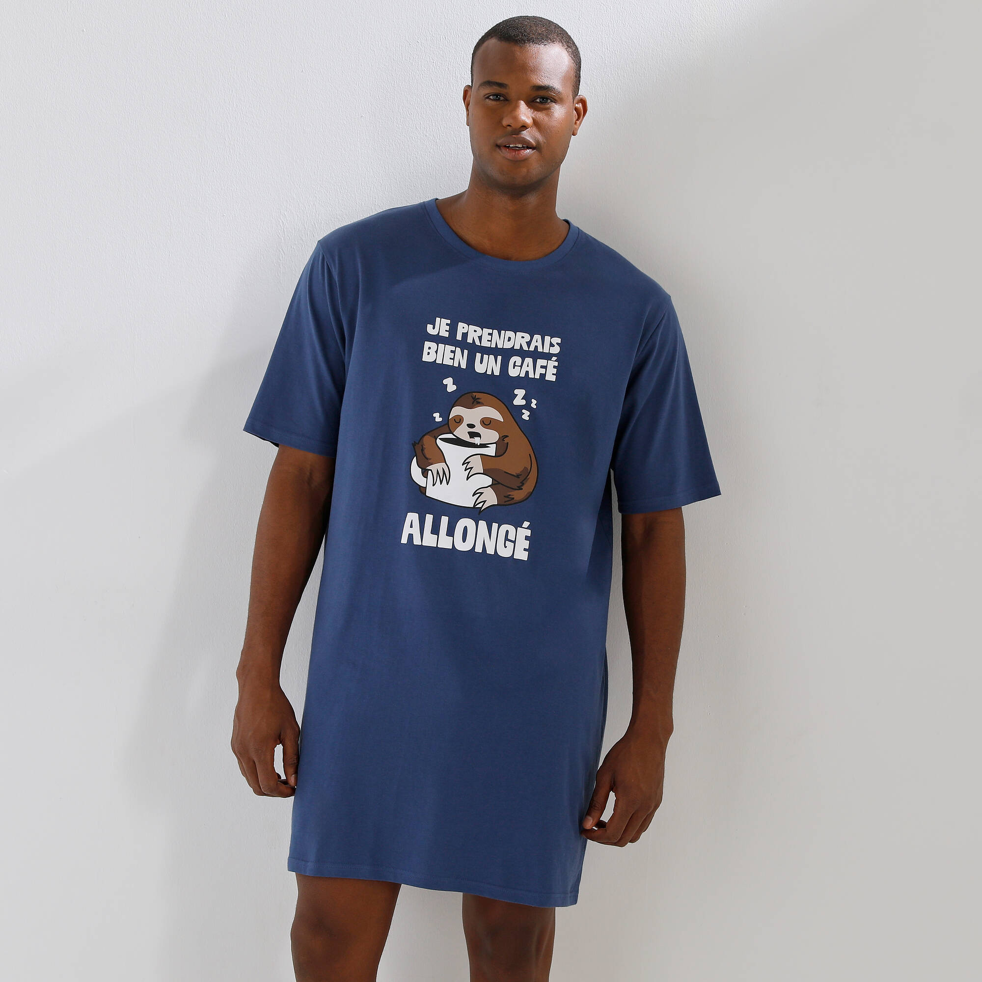 Maxi T-shirt pyjama imprimé ''café allongé'' - Blancheporte